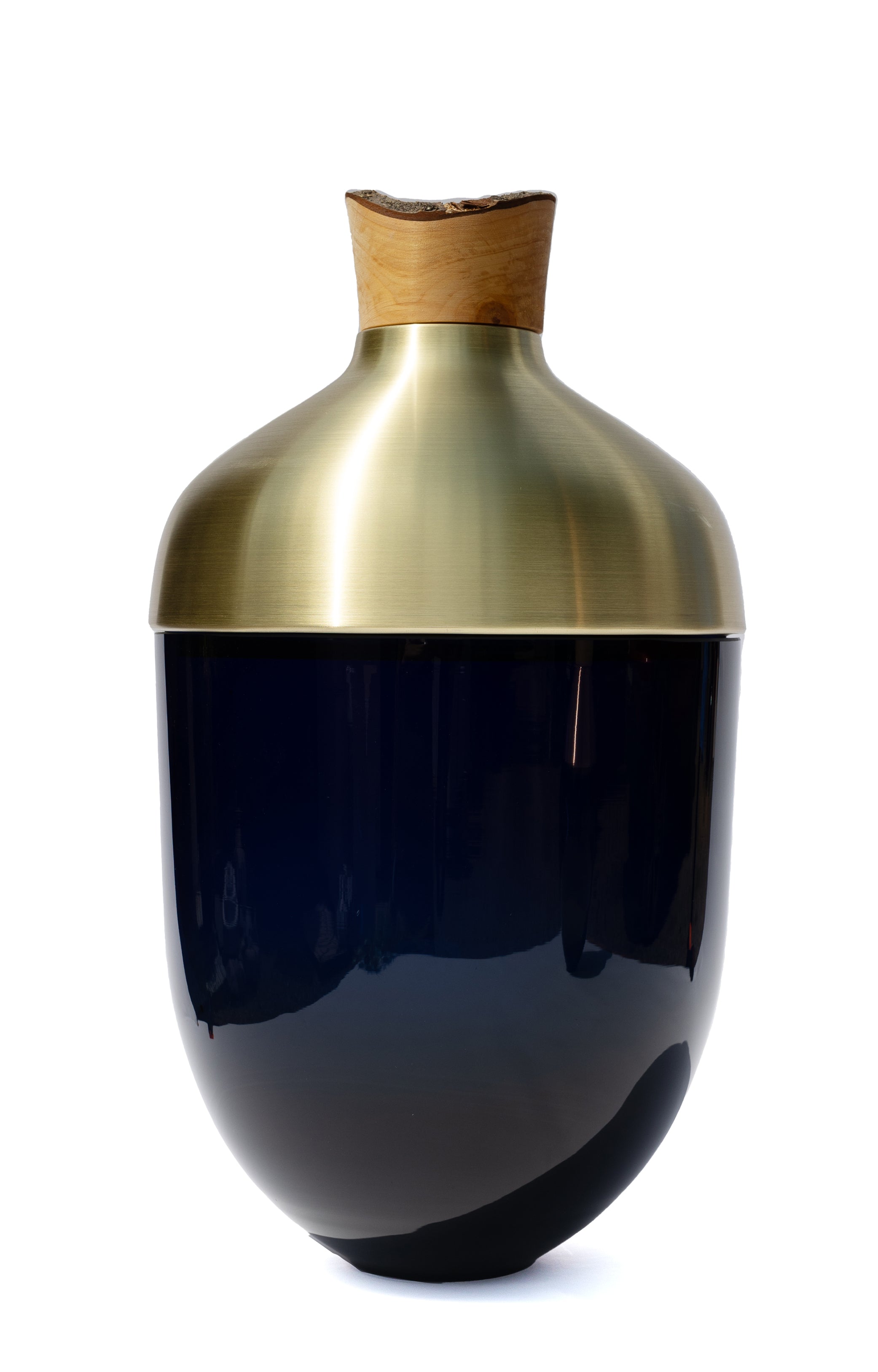 India Large I | Stacking Vessel in Glass, Semi- Precious Metal & Wood