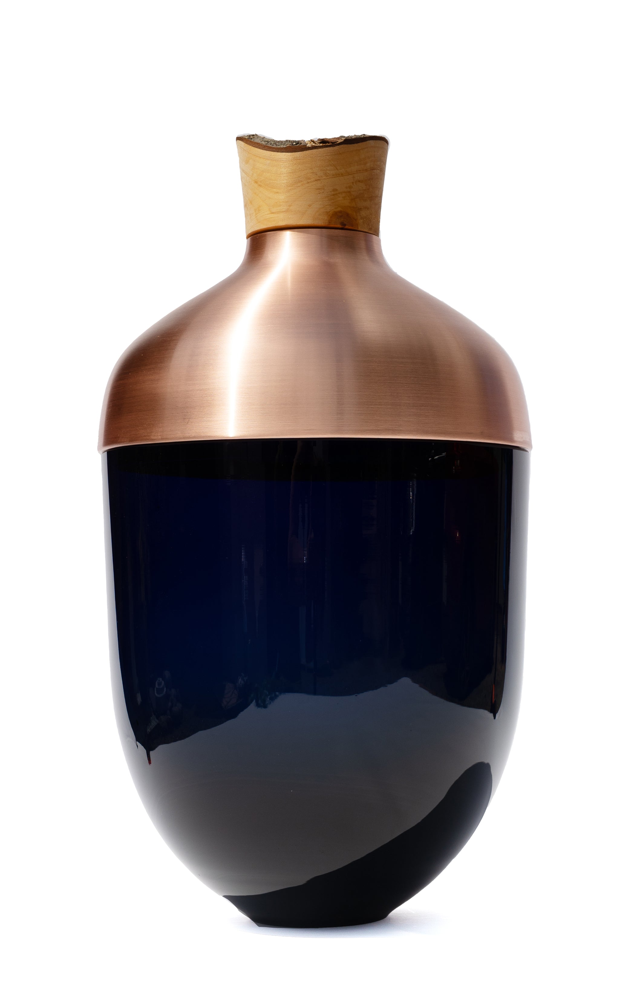 India Large I | Stacking Vessel in Glass, Semi- Precious Metal & Wood