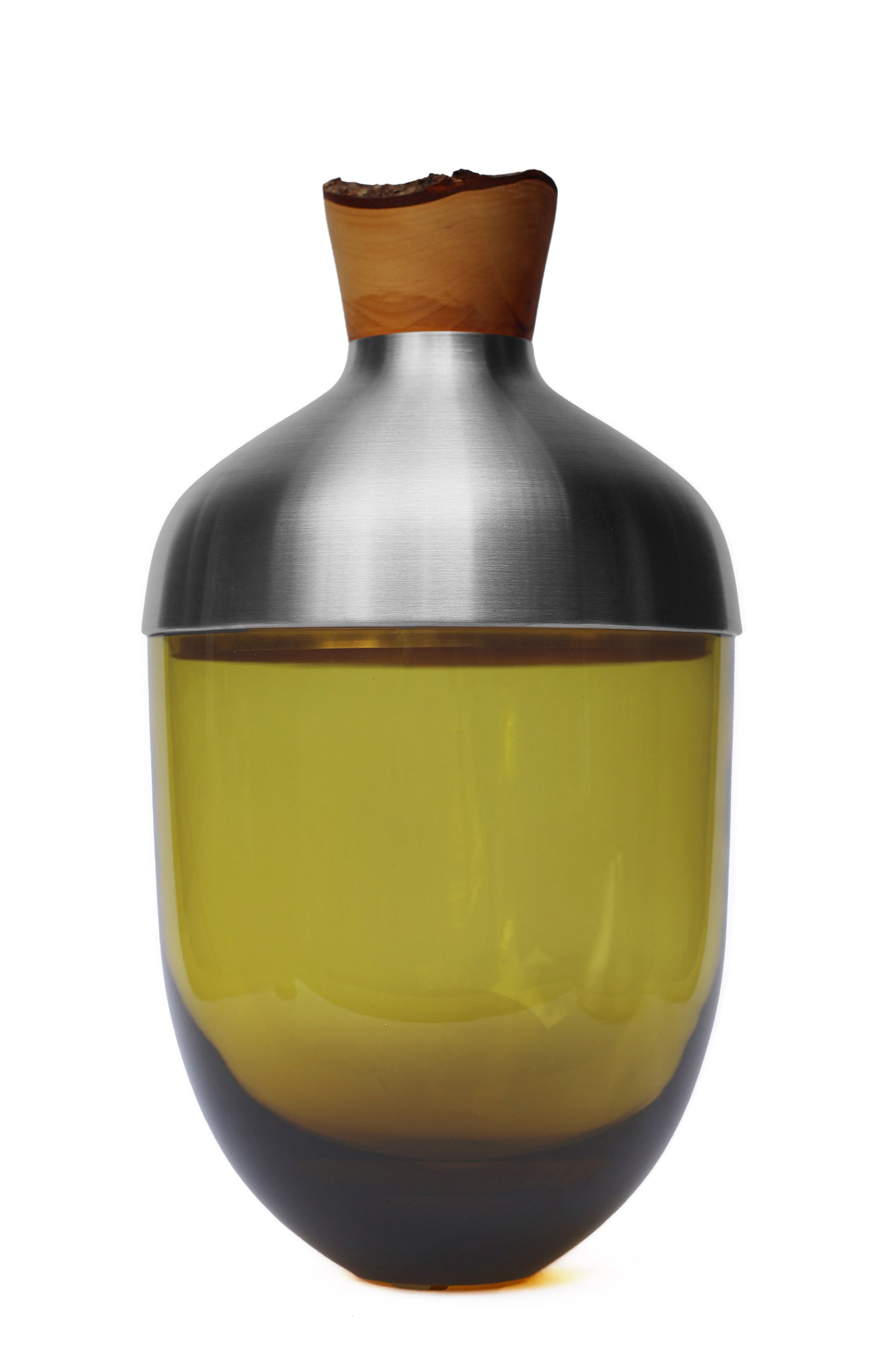 India Large I | Stacking Vessel in Glass, Semi- Precious Metal & Wood