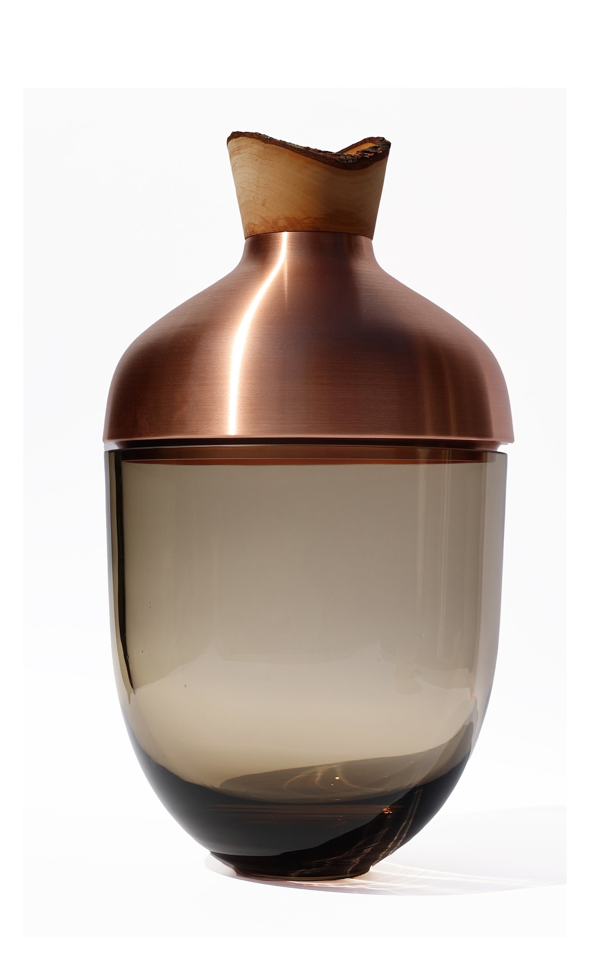 India Large I | Stacking Vessel in Glass, Semi- Precious Metal & Wood