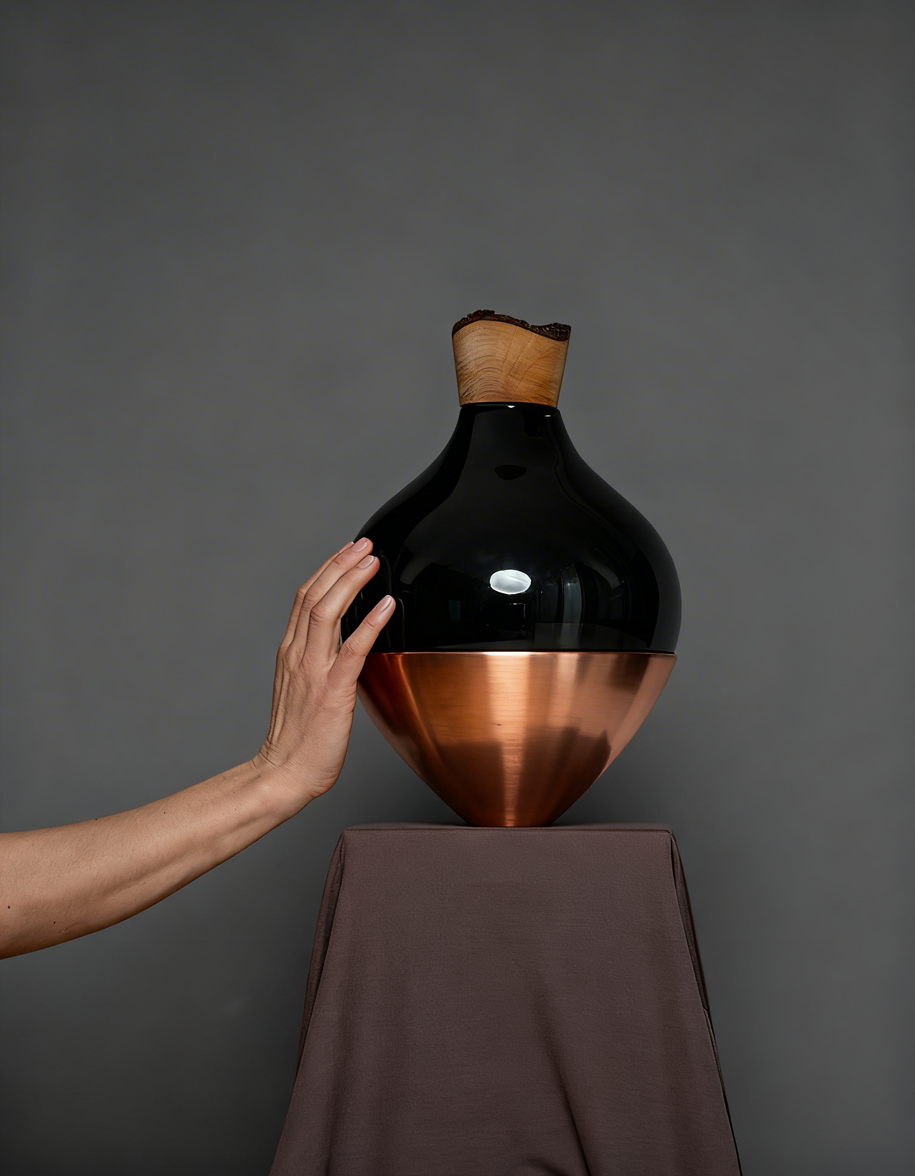 India II | Stacking Vessel in Semi-Precious Metal, Glass & Wood