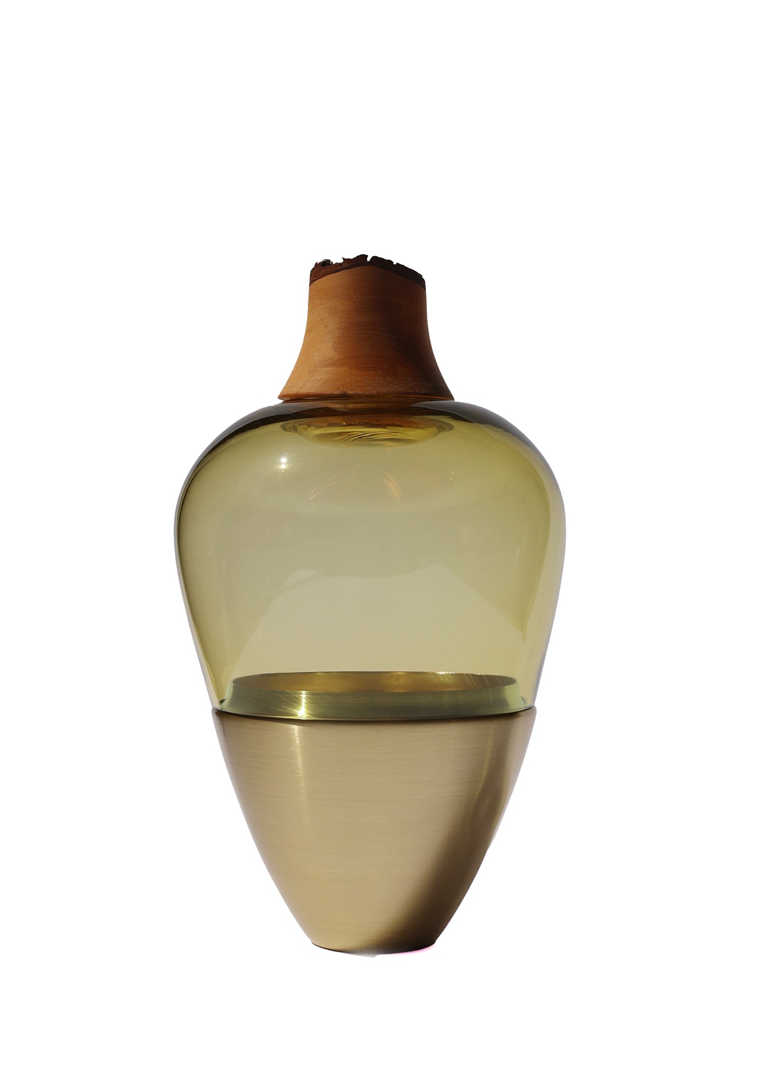 India I | Stacking Vessel in Semi-Precious Metal, Glass & Wood