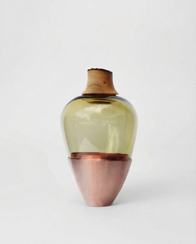 India I | Stacking Vessel in Semi-Precious Metal, Glass & Wood