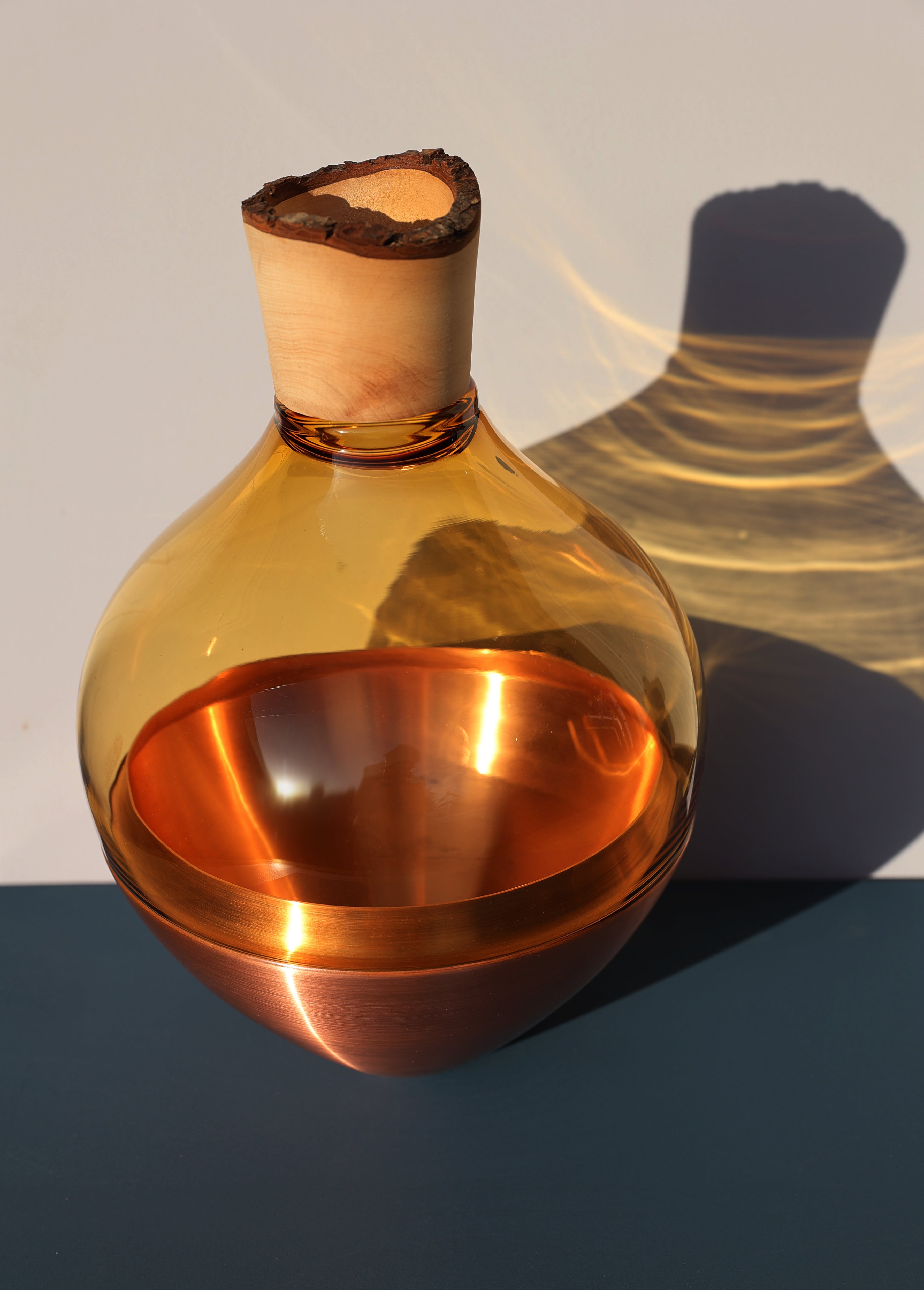 India II | Stacking Vessel in Semi-Precious Metal, Glass & Wood