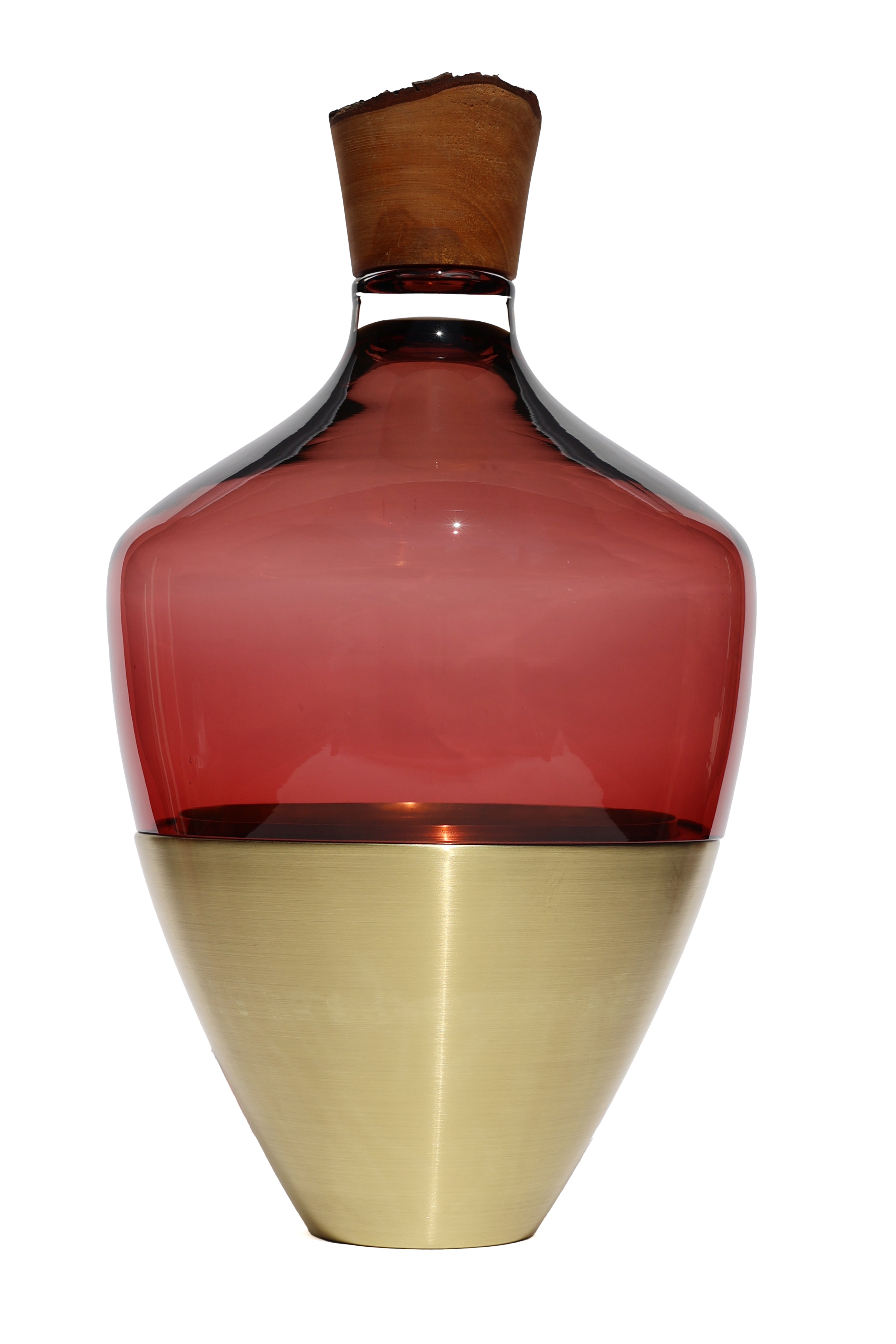 India Large II | Stacking Vessel in Semi-Precious Metal, Glass & Wood