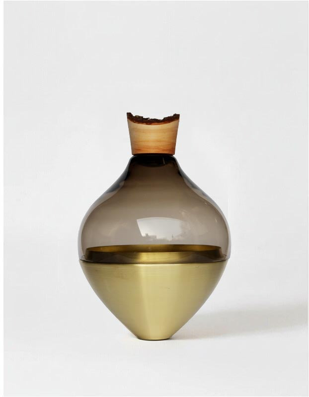 INDIA II | Stacking Vessel in Semi-Precious Metal, Glass & Wood