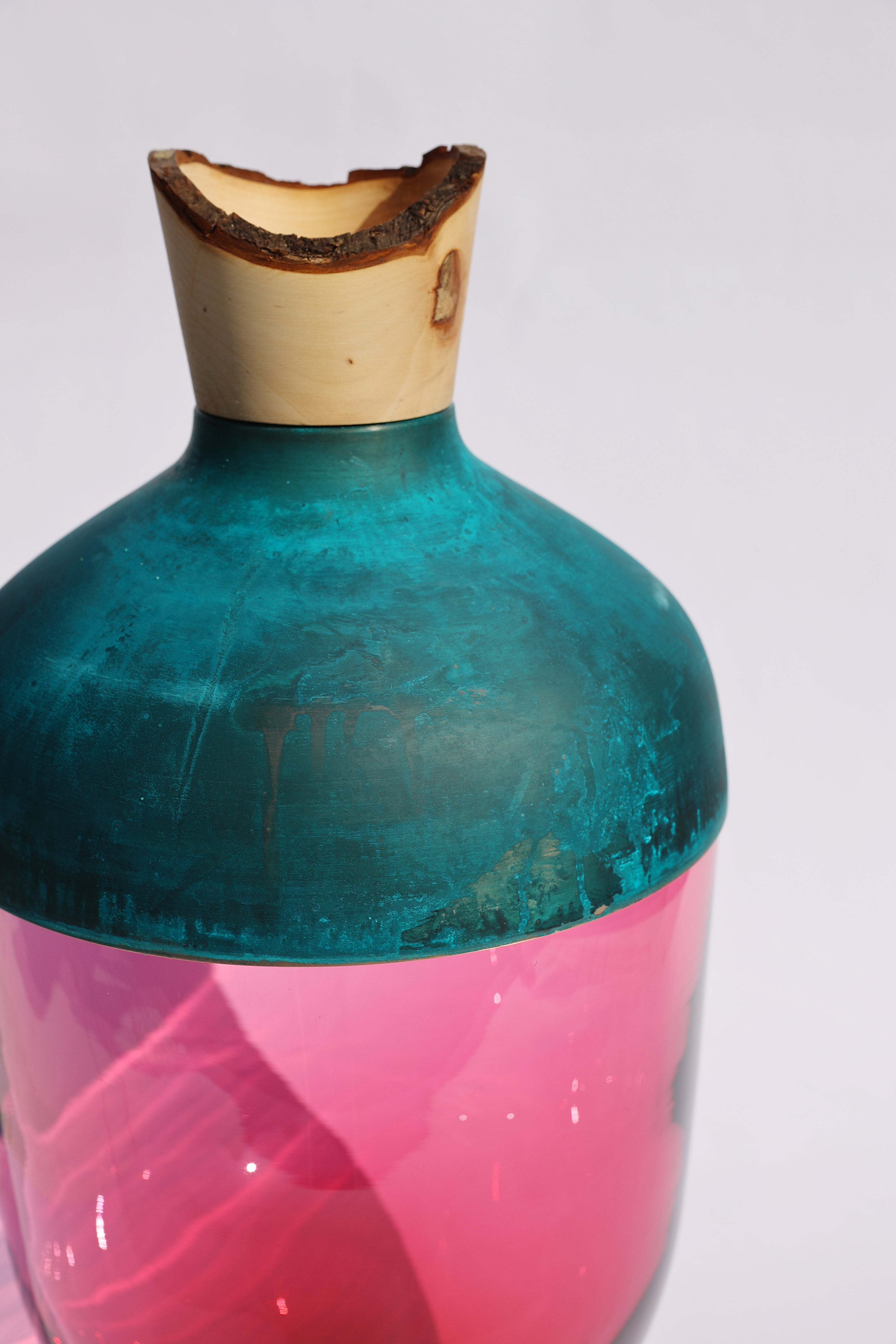 INDIA LARGE I | Stacking Vessel in Glass, Semi- Precious Metal & Wood