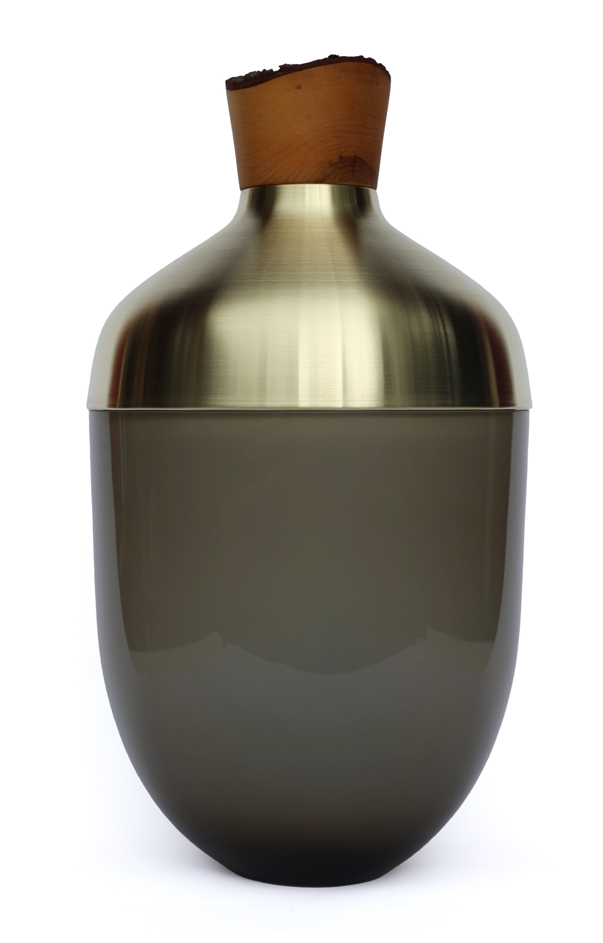 India Large I | Stacking Vessel in Glass, Semi- Precious Metal & Wood