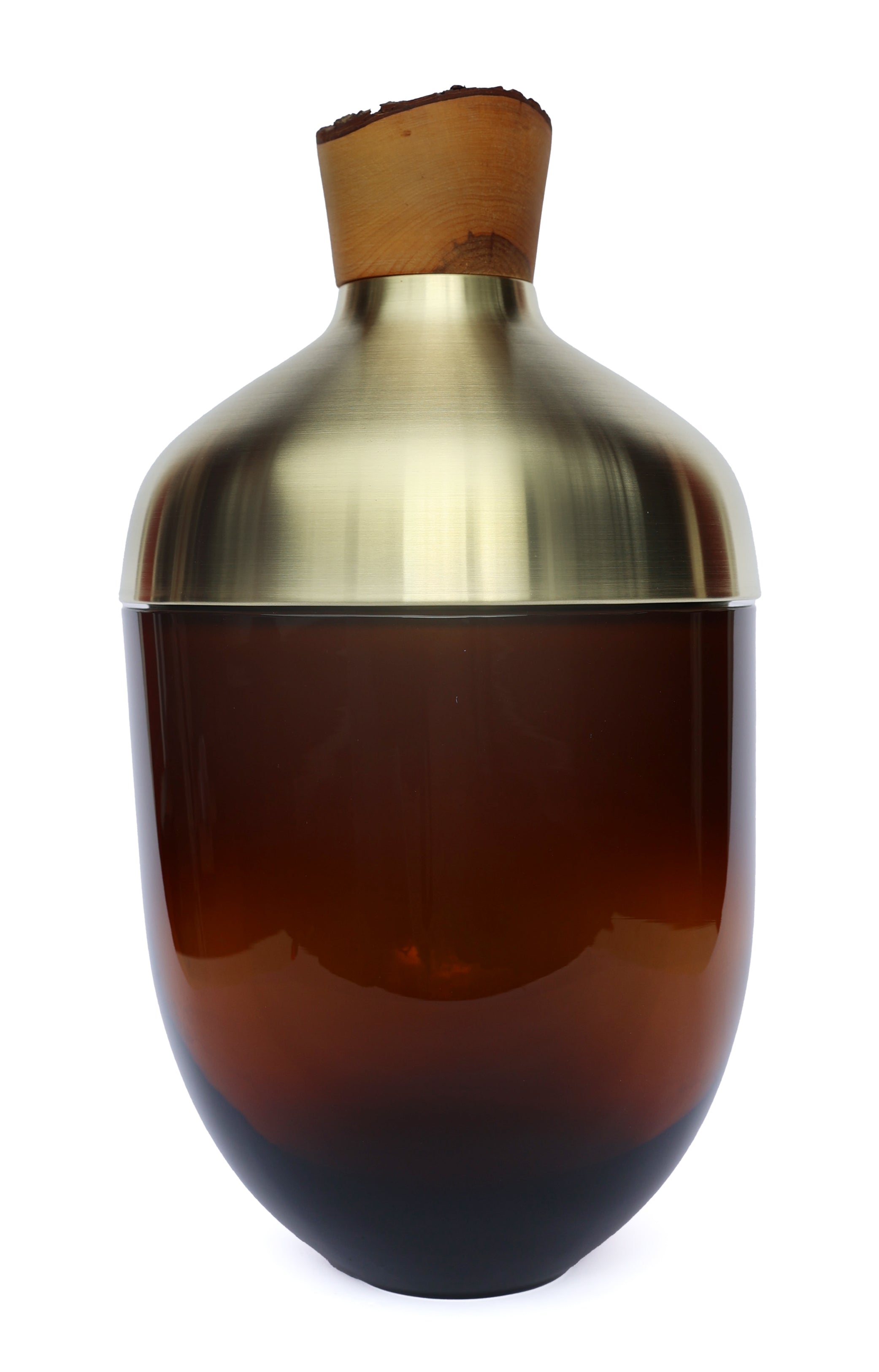 India Large I | Stacking Vessel in Glass, Semi- Precious Metal & Wood