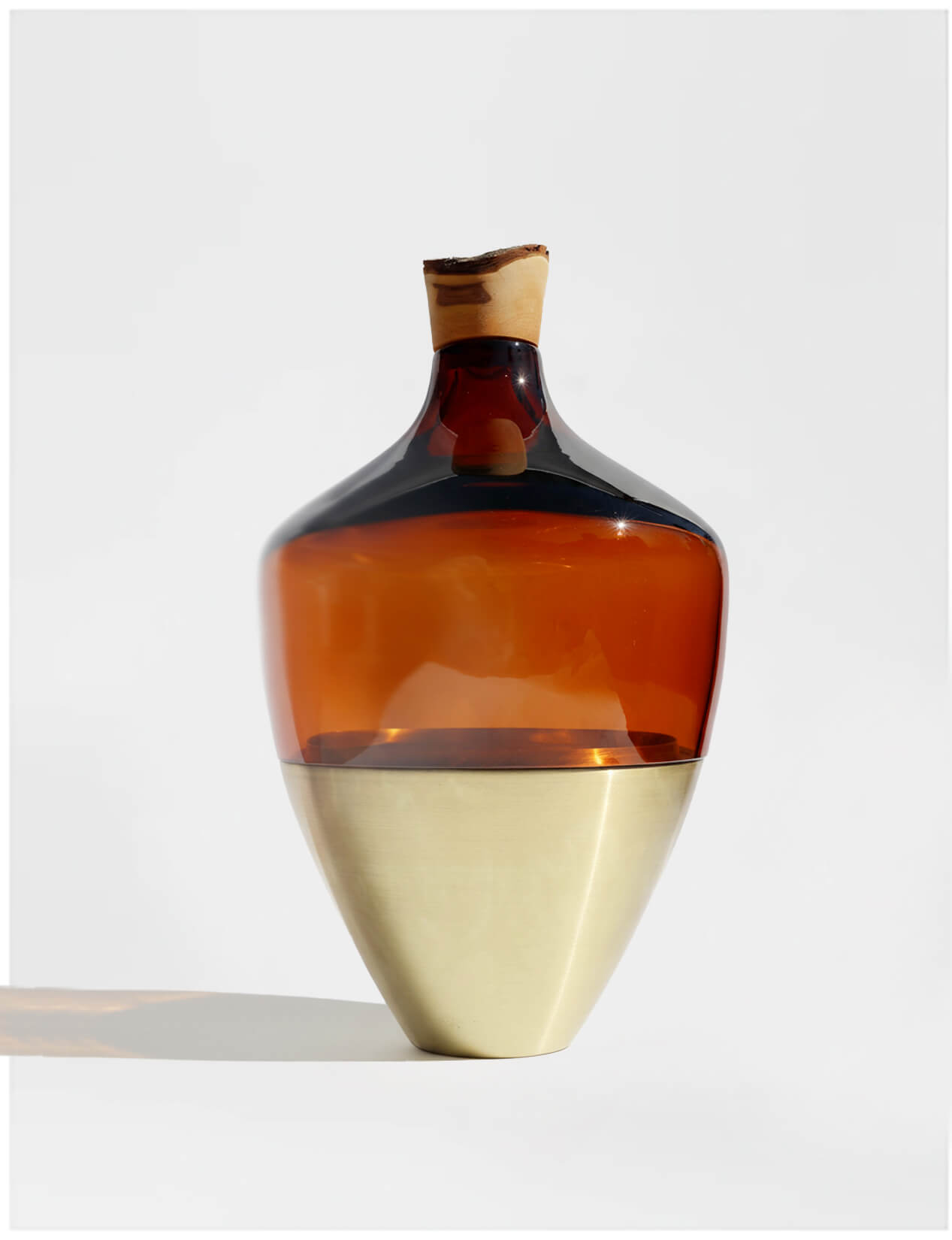 India Large II | Stacking Vessel in Semi-Precious Metal, Glass & Wood