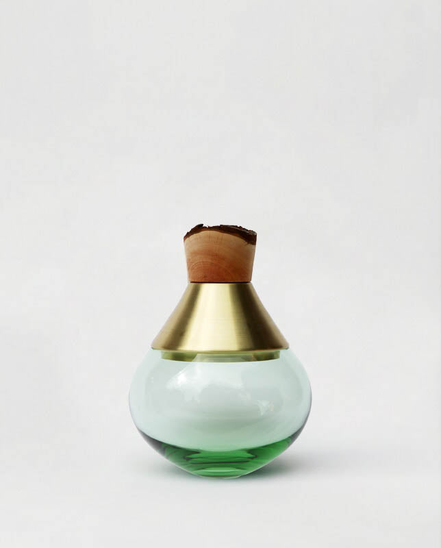 INDIA SMALL II | Stacking Vessel in Brass, Glass & Wood
