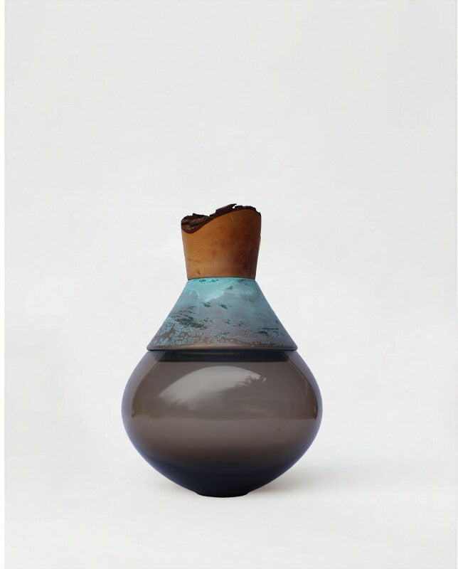 INDIA SMALL II | Stacking Vessel in Brass, Glass & Wood