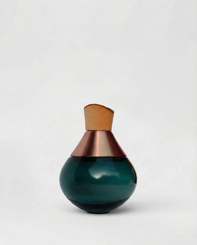 INDIA SMALL II | Stacking Vessel in Brass, Glass & Wood