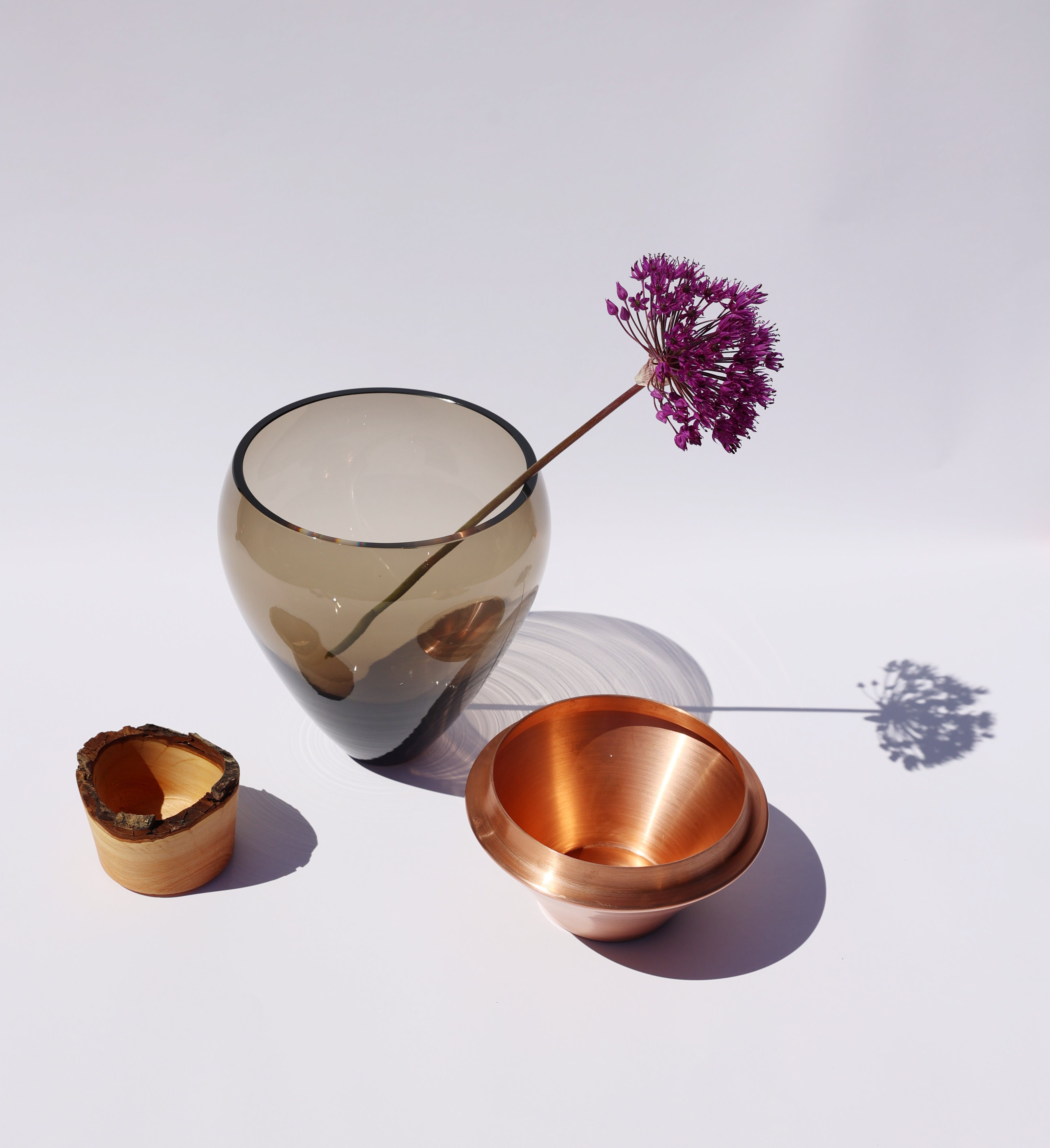 India Small I | Stacking Vessel in Semi-Precious Metal, Glass & Wood