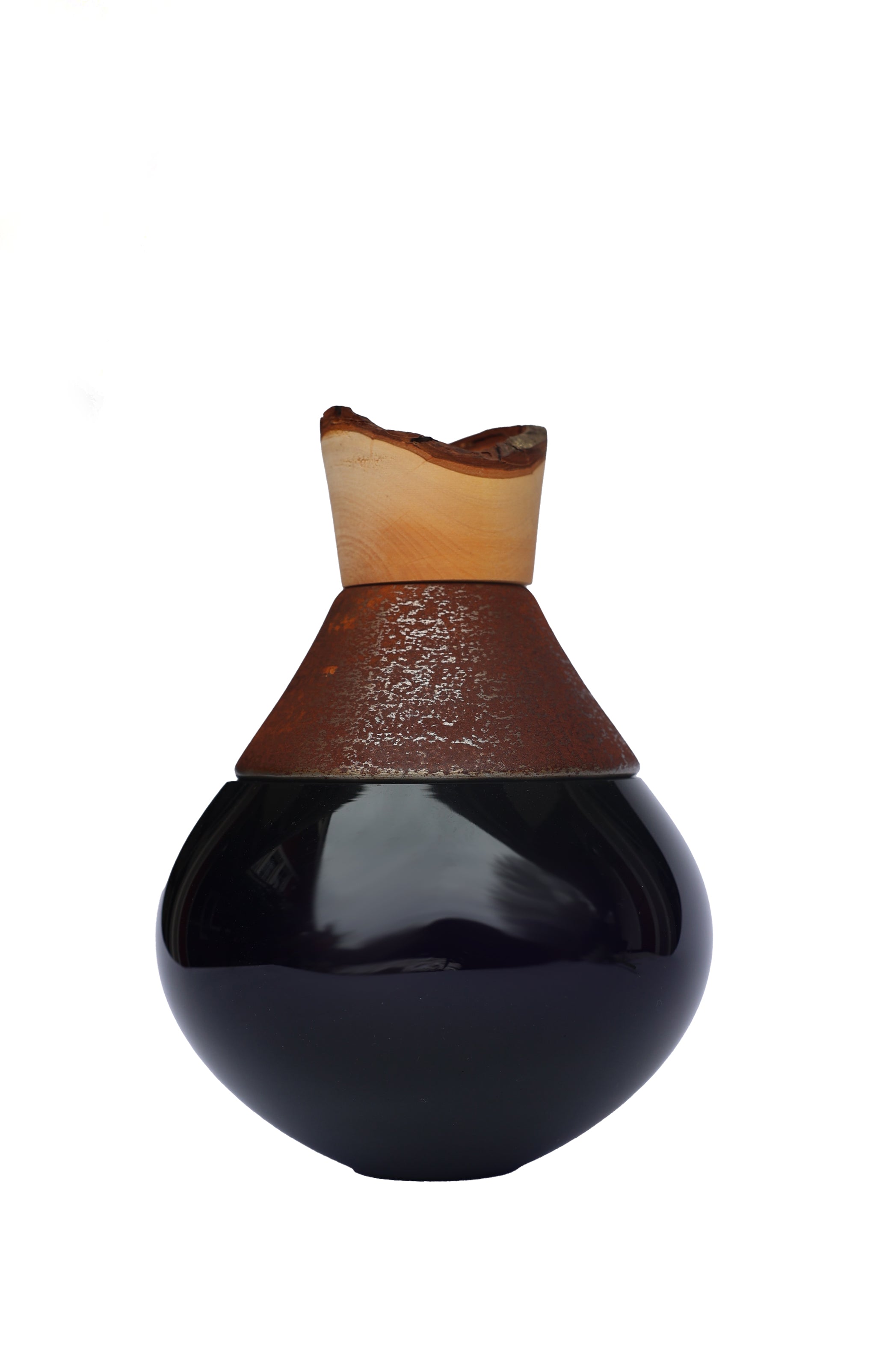 India Small II | Stacking Vessel in Semi-Precious Metal, Glass & Wood