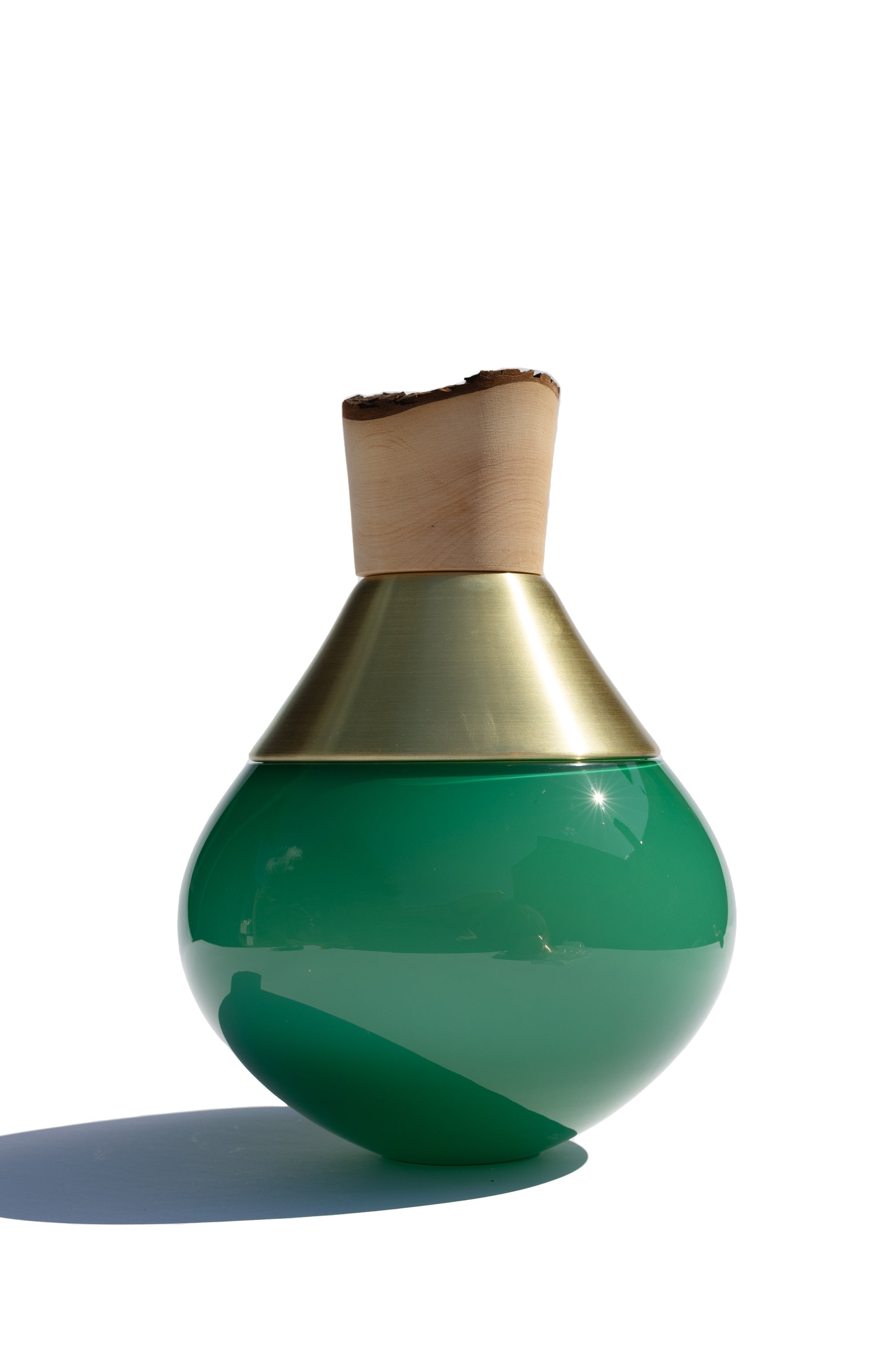 India Small II | Stacking Vessel in Brass, Glass & Wood