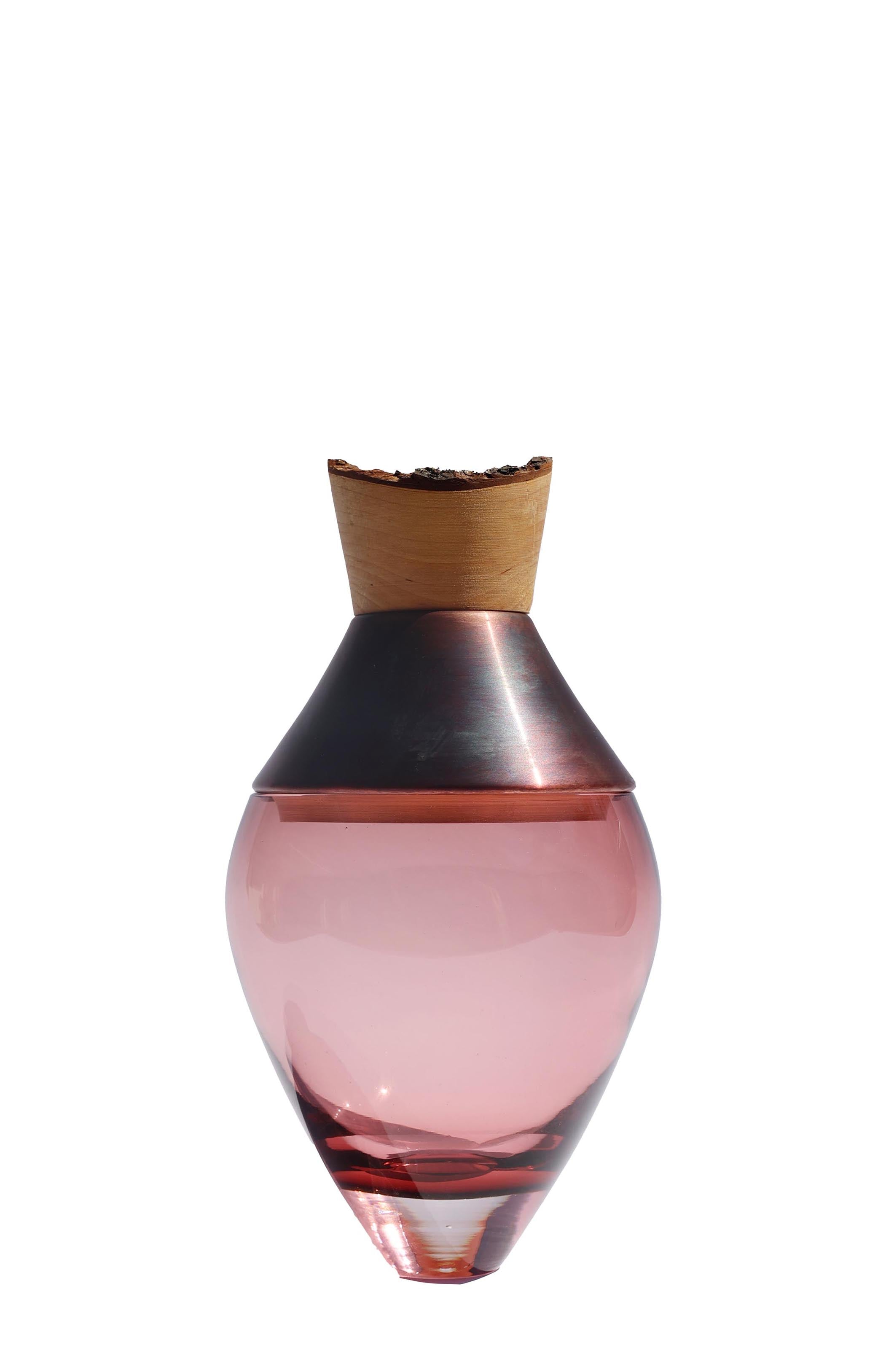 Pattern Patina | Stacking Vessel in Semi-Precious Metal, Glass & Wood