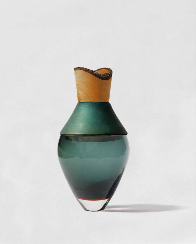 INDIA SMALL I | Stacking Vessel in Brass, Glass & Wood