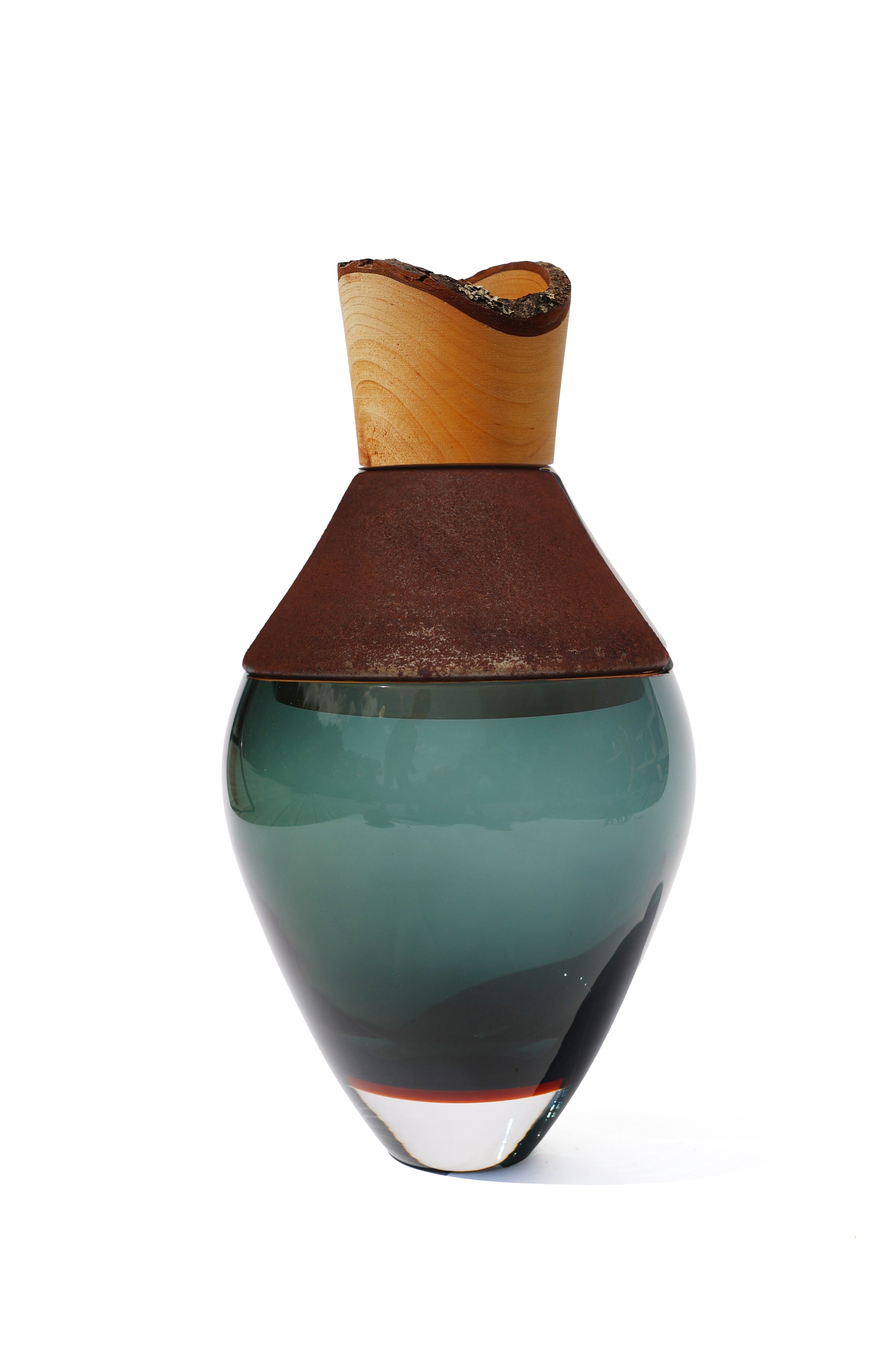 India Small I | Stacking Vessel in Semi-Precious Metal, Glass & Wood