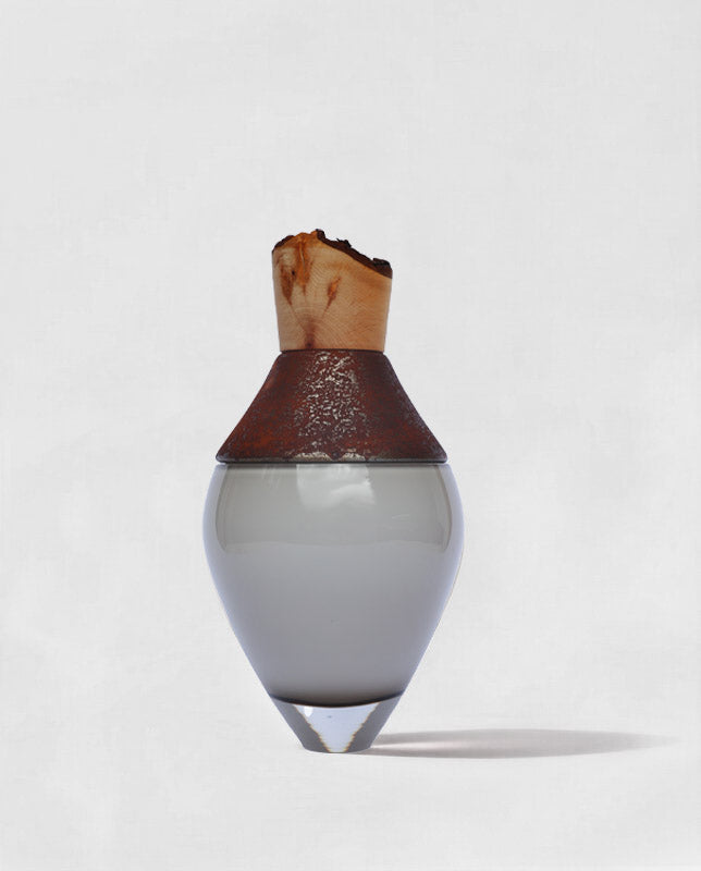 India Small I | Stacking Vessel in Brass, Glass & Wood