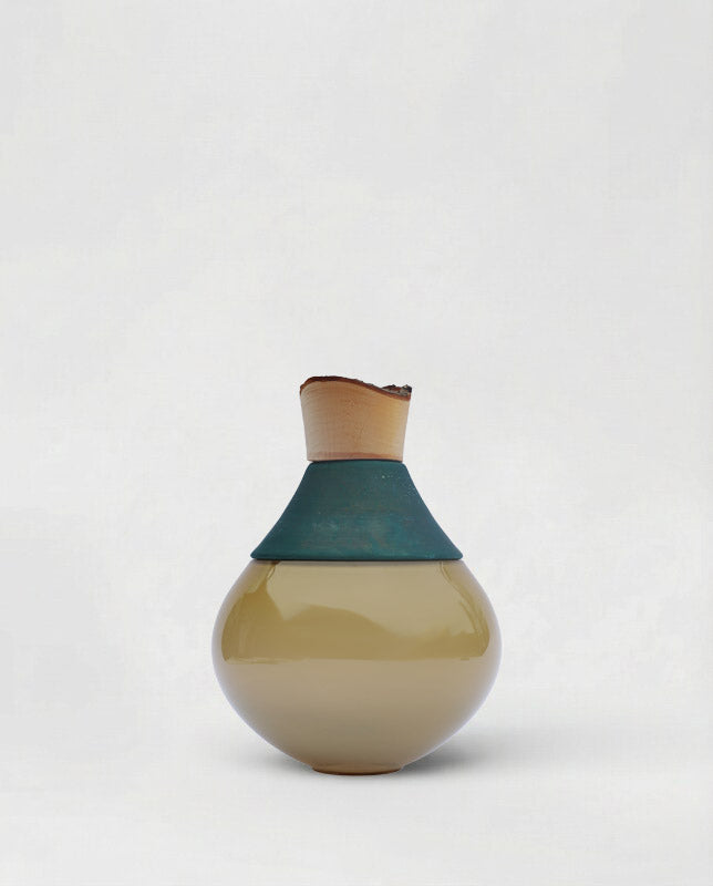 India Small II | Stacking Vessel in Copper Patina, Glass & Wood