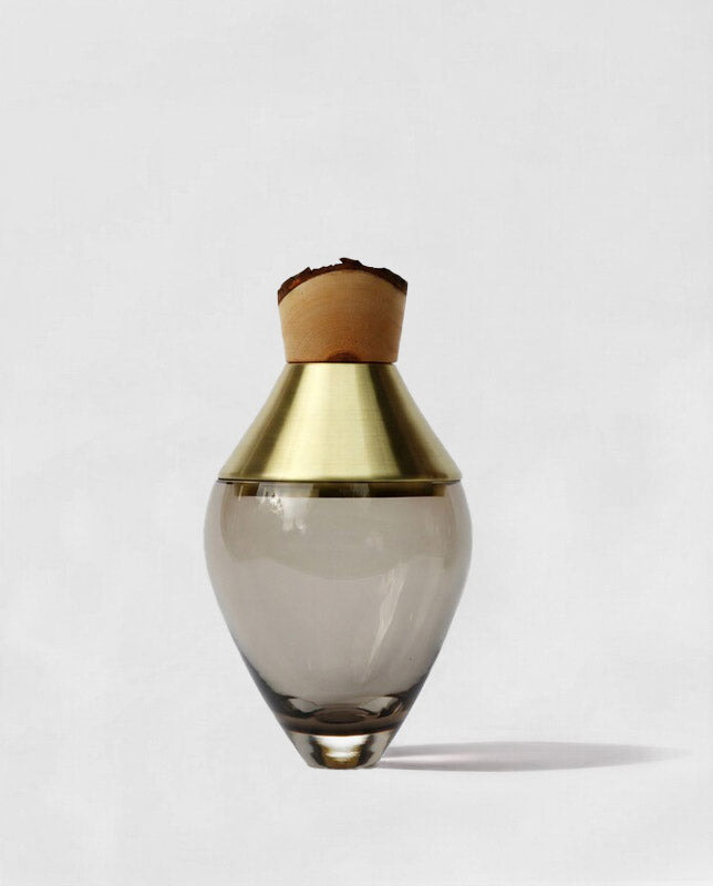 INDIA SMALL I | Stacking Vessel in Brass, Glass & Wood