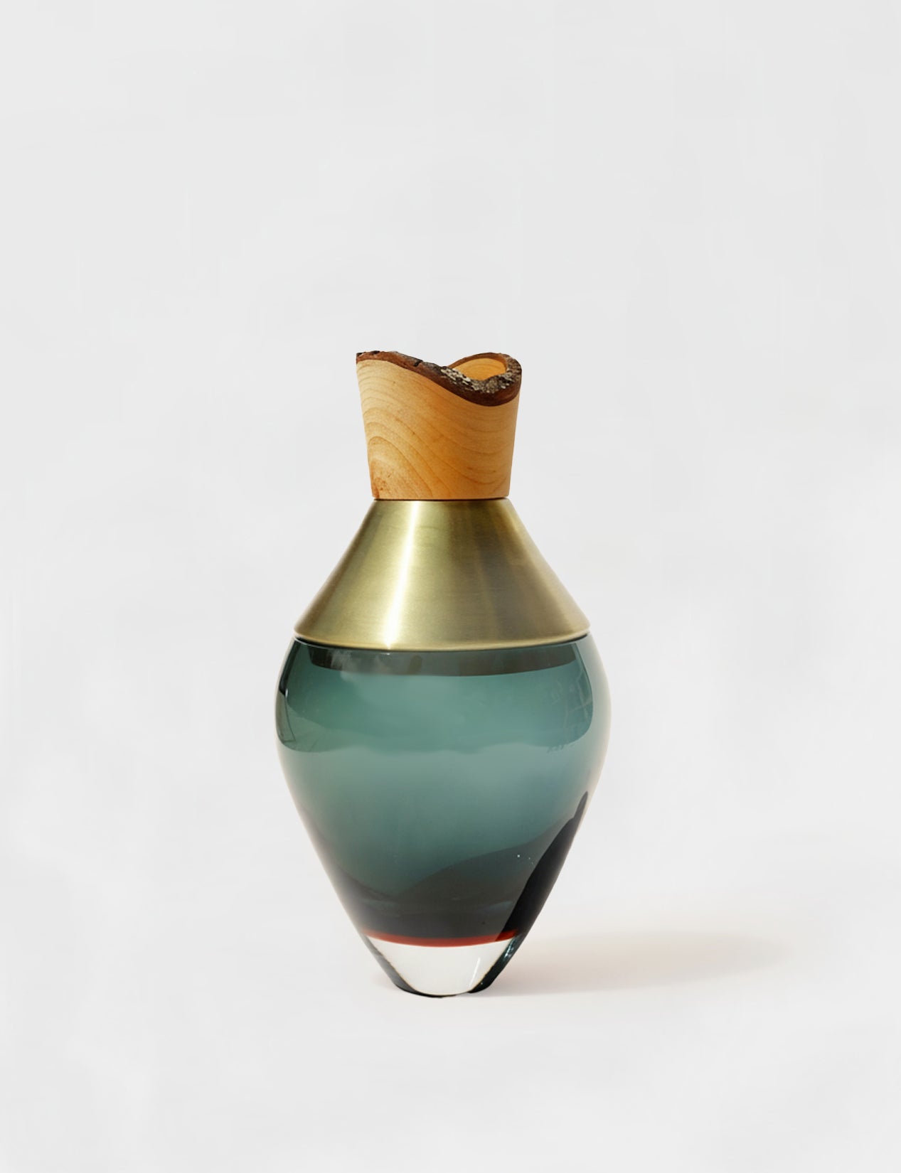 India Small I | Stacking Vessel in Brass, Glass & Wood