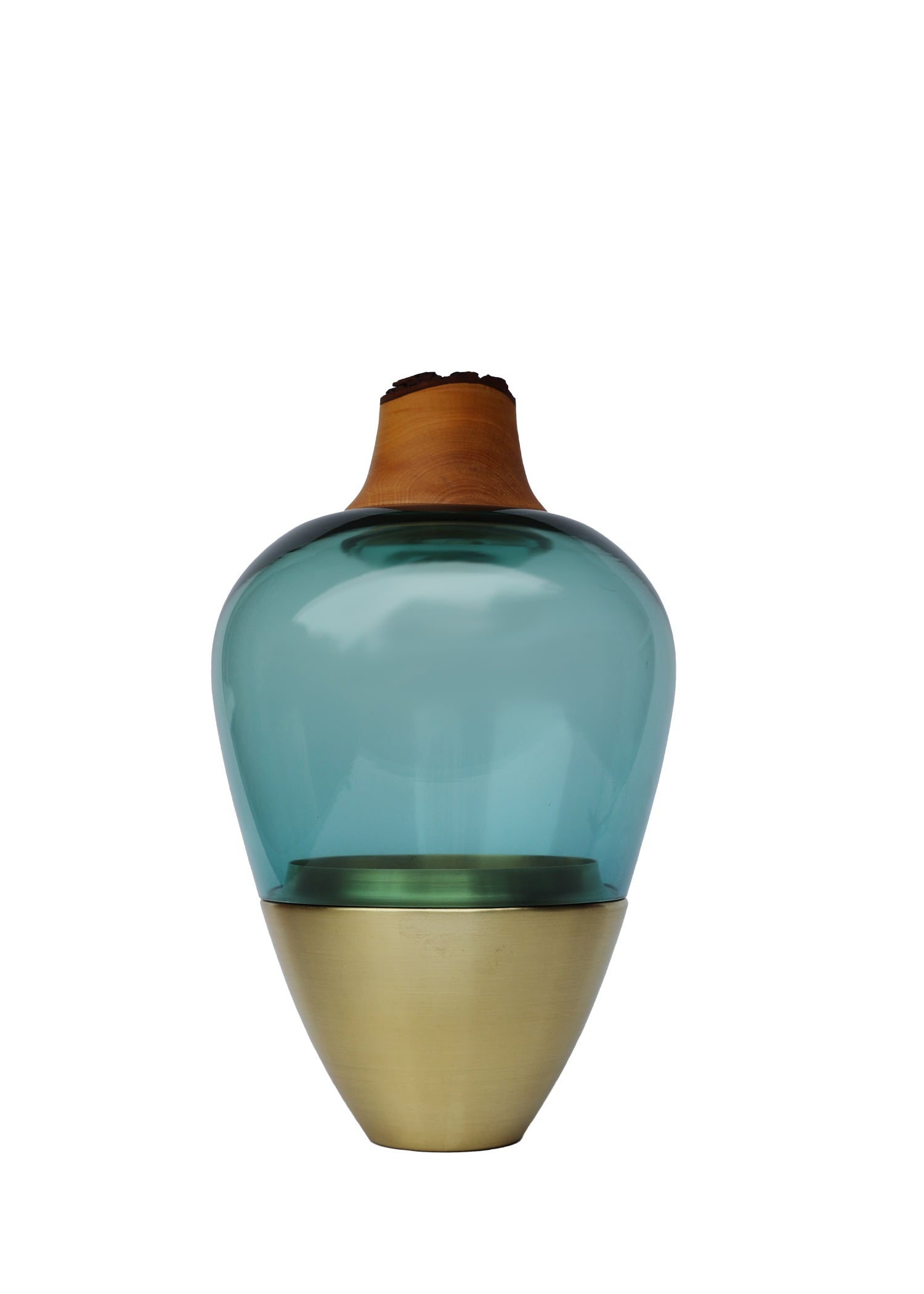 India I | Stacking Vessel in Semi-Precious Metal, Glass & Wood