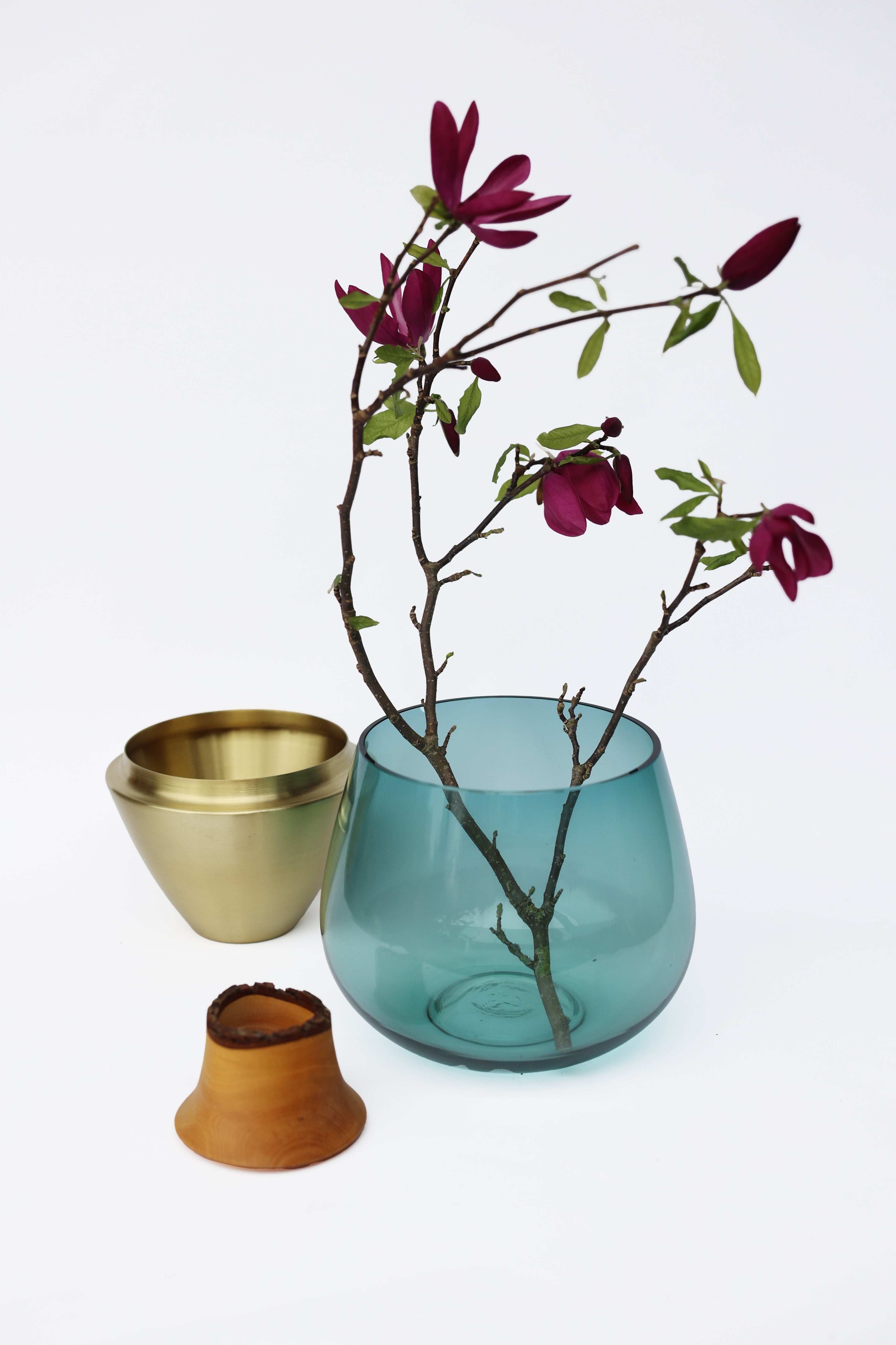 India I | Stacking Vessel in Semi-Precious Metal, Glass & Wood