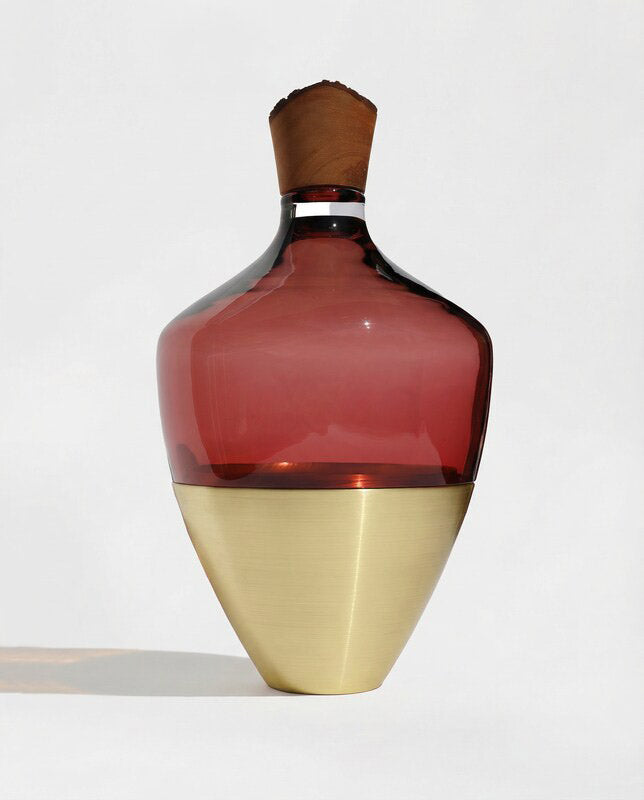INDIA LARGE II | Stacking Vessel in Semi-Precious Metal, Glass & Wood