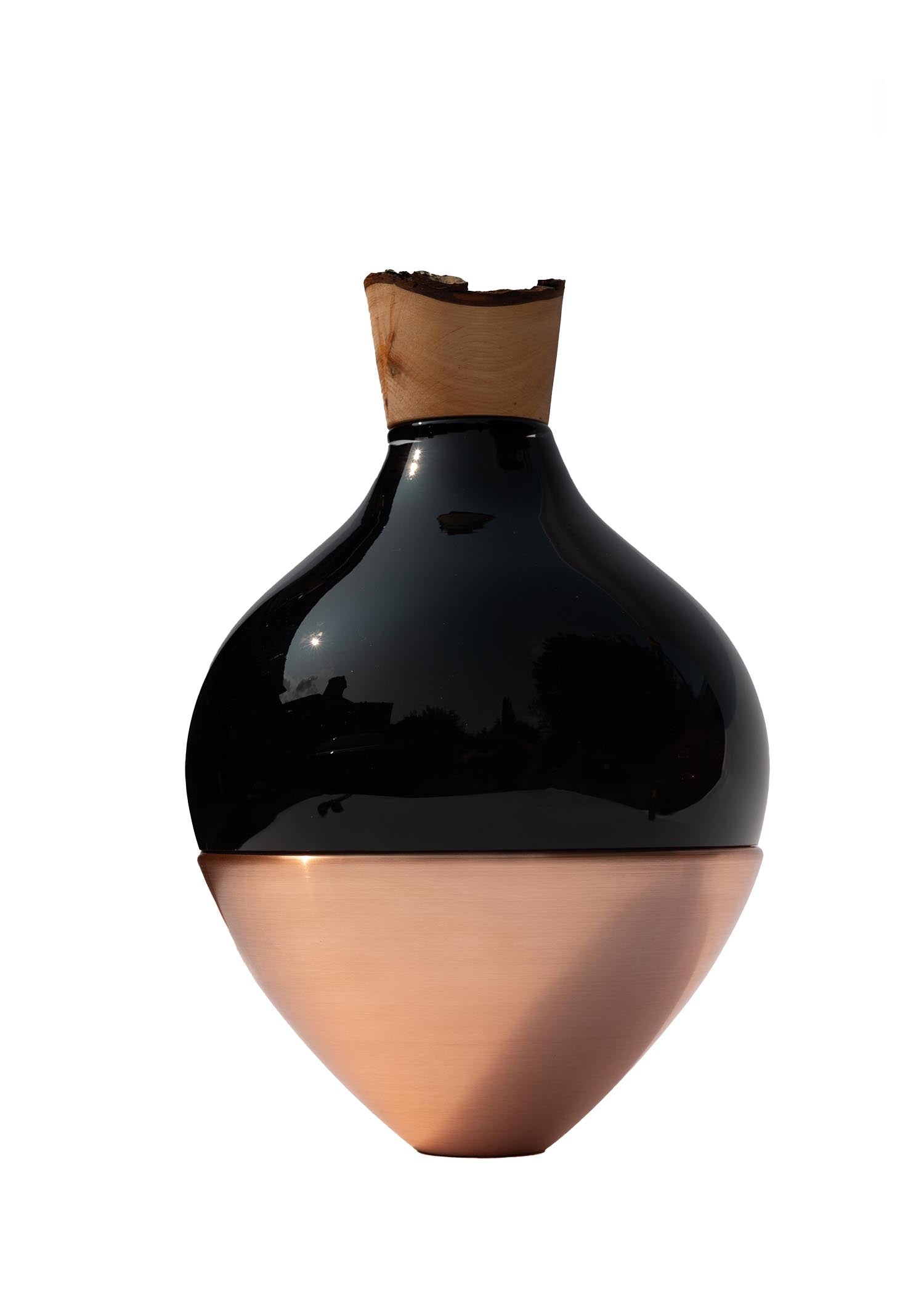 India II Stacking Vessel in Black Copper, combining deep tones with a rich metallic accent for a bold, modern design.