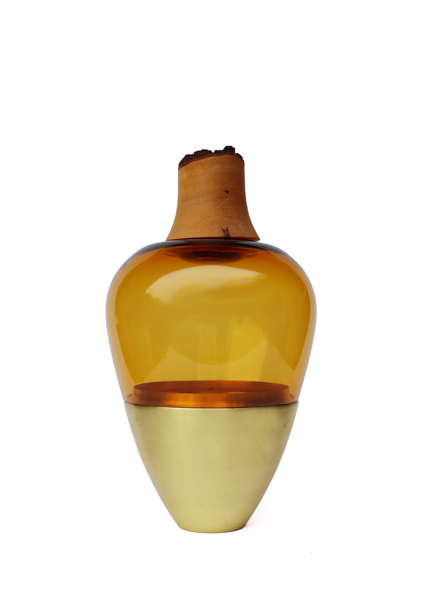 India I Stacking Vessel in Amber & Brass, merging the warm amber color with the elegance of brass for a timeless and refined design.