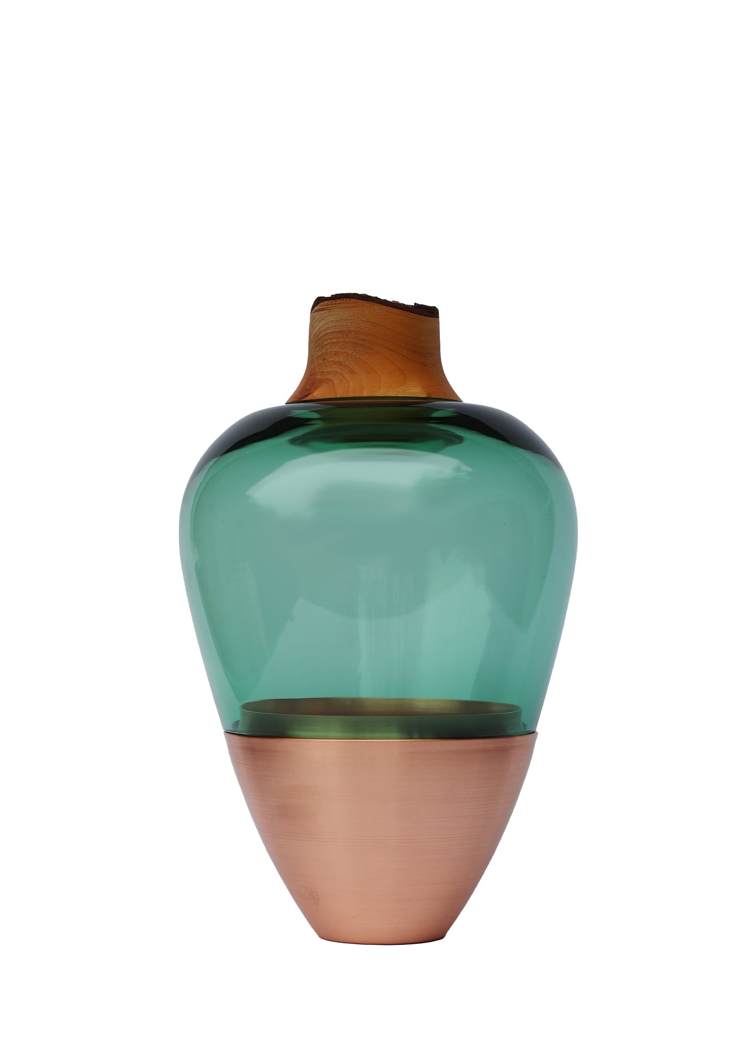 India I Stacking Vessel in BlueGreen & Copper, featuring a vibrant mix of blue-green hues and warm copper accents for a bold, striking appearance.