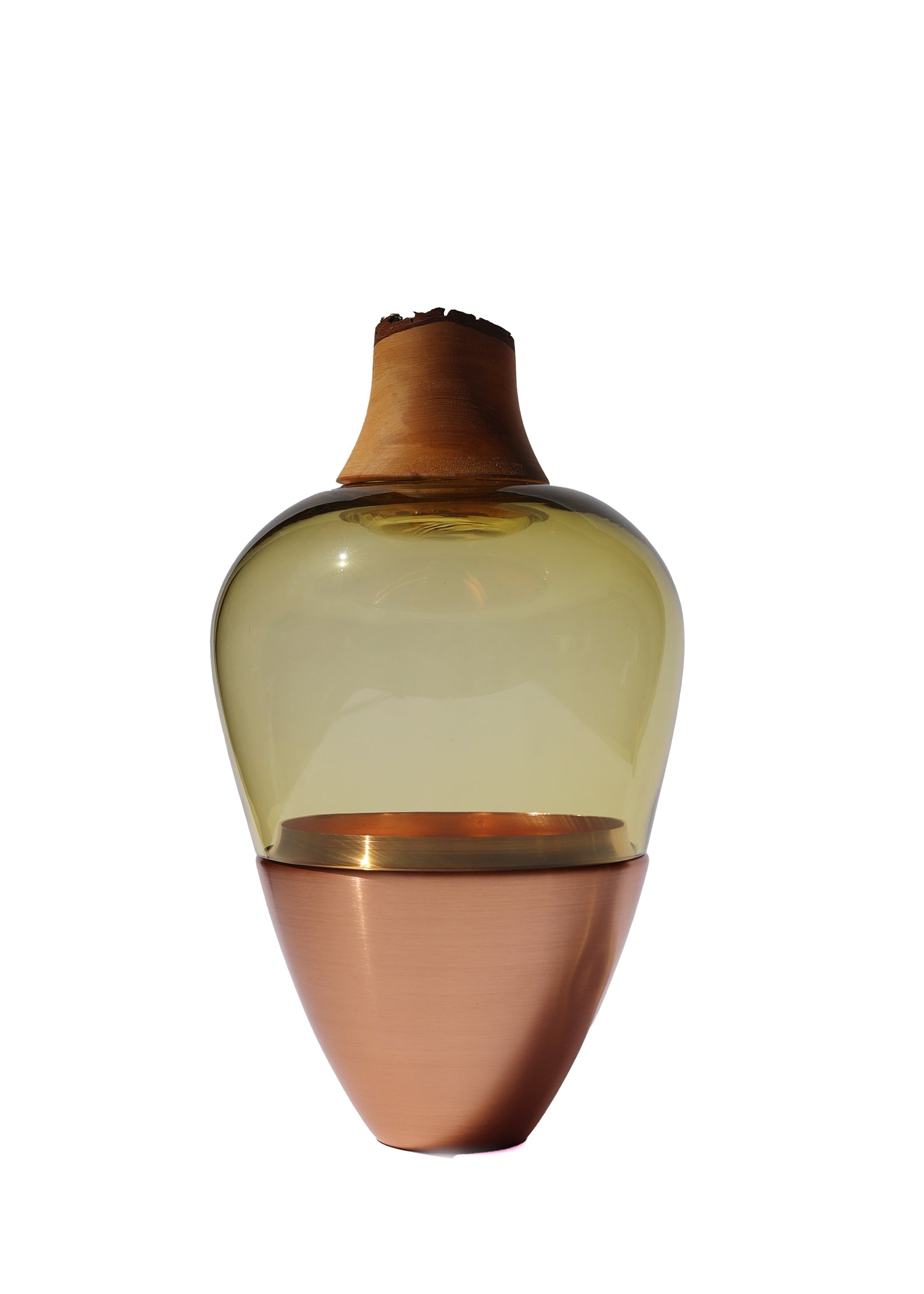 India I Stacking Vessel in Olive & Copper, showcasing a blend of earthy tones and metallic accents, perfect for modern or traditional interiors.