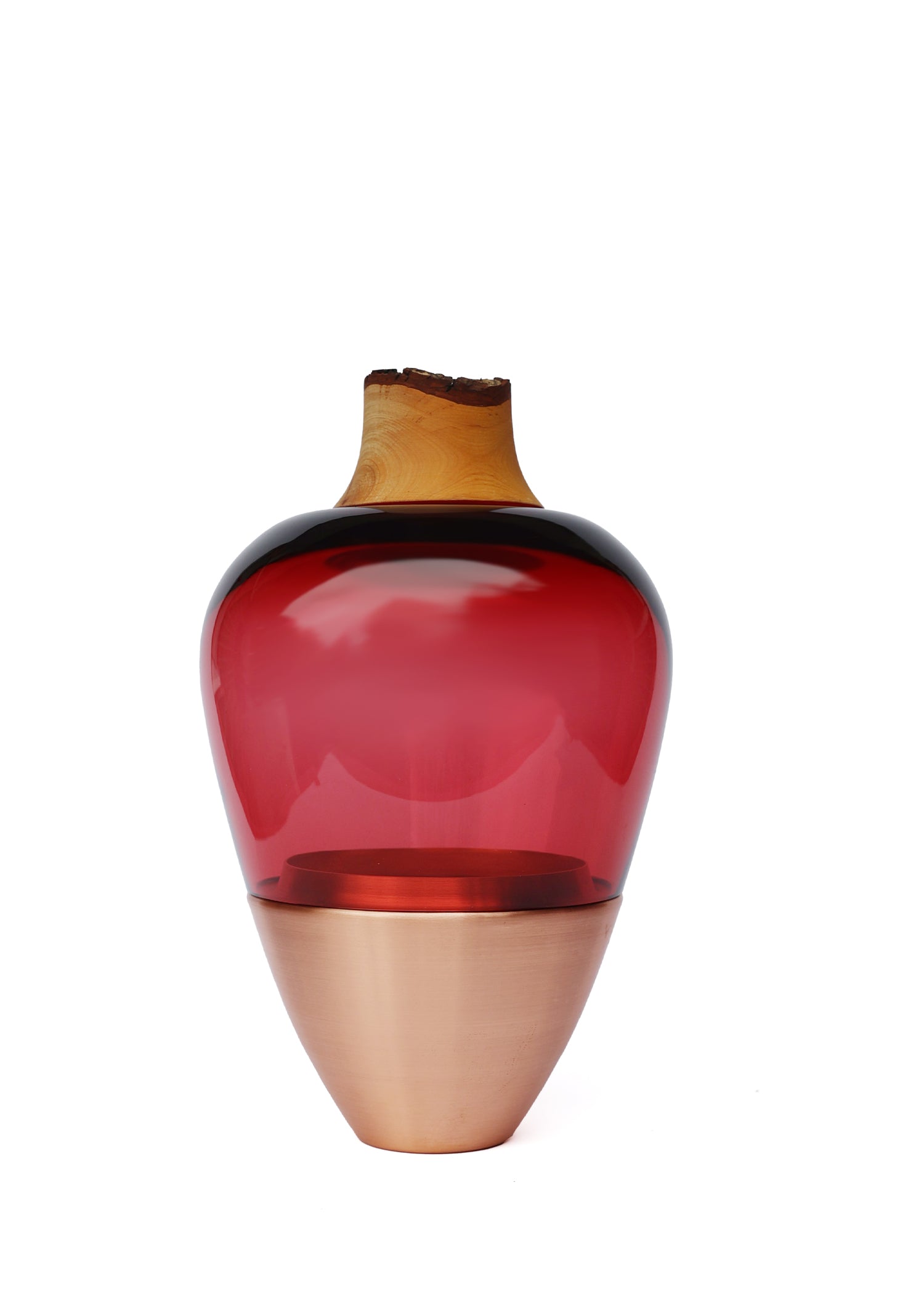 India I Stacking Vessel in Red & Copper, featuring rich red tones with copper accents for a striking and eye-catching design.