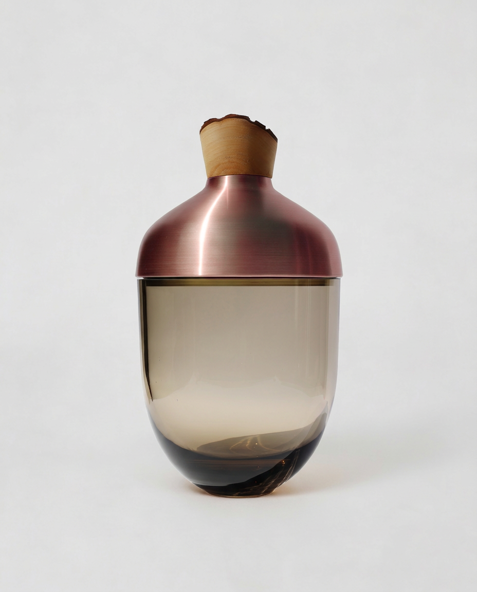 INDIA LARGE I | Stacking Vessel in Glass, Semi-Precious Metal & Wood Utopia & Utility