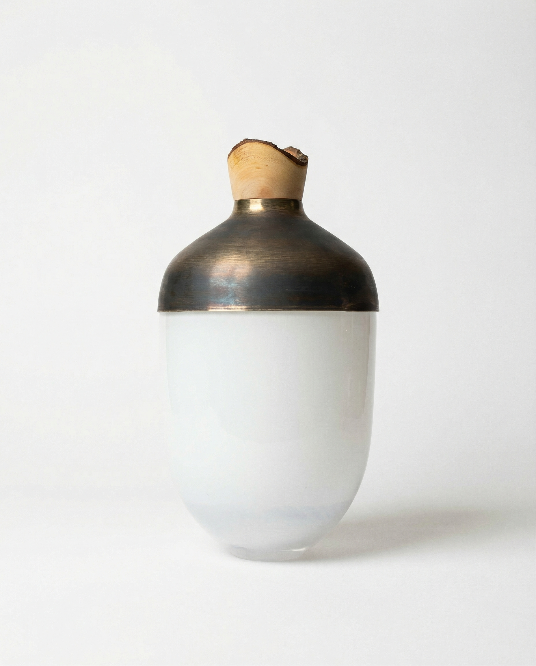 India Large I | Stacking Vessel in Glass, Semi- Precious Metal & Wood