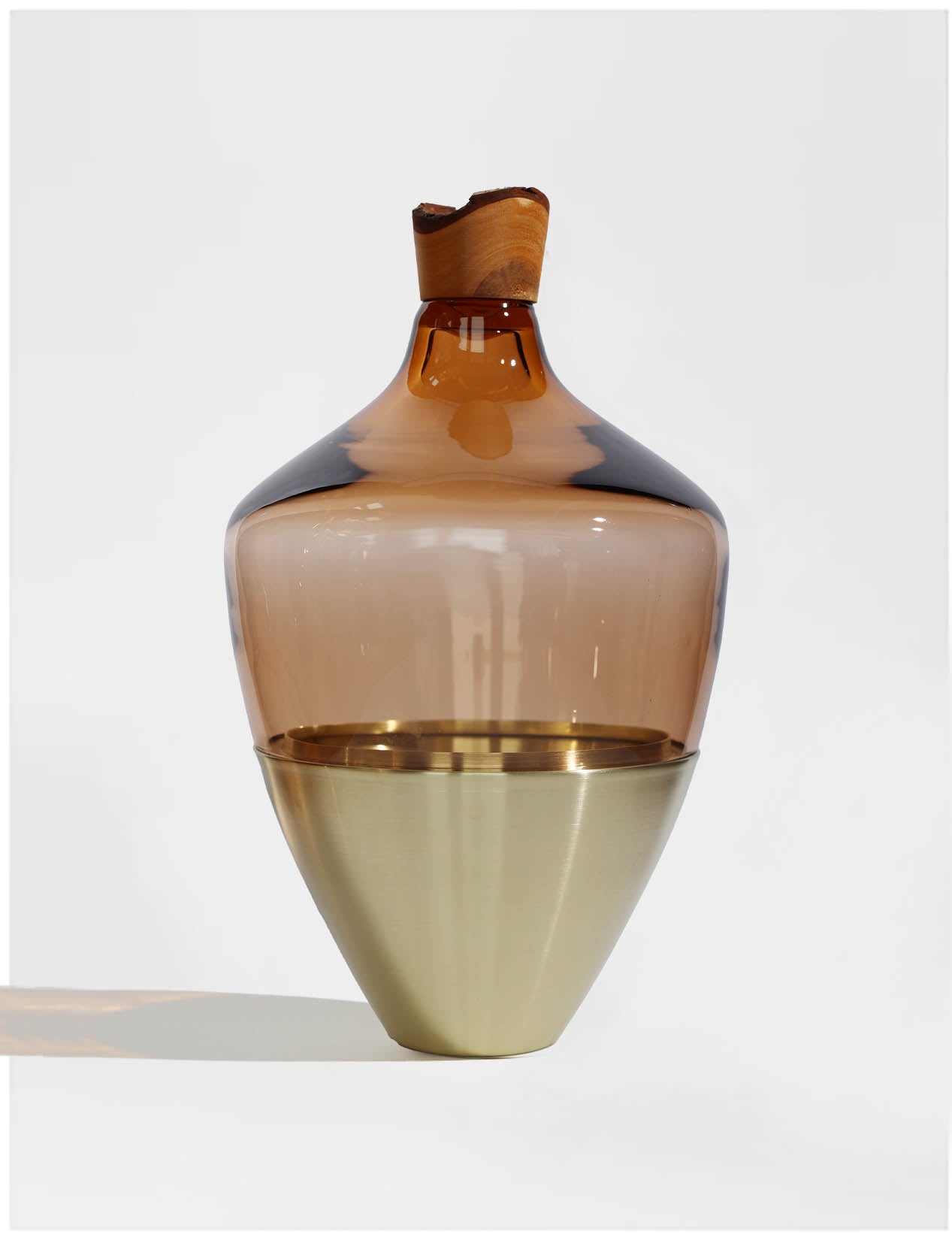 India Large II | Stacking Vessel in Semi-Precious Metal, Glass & Wood