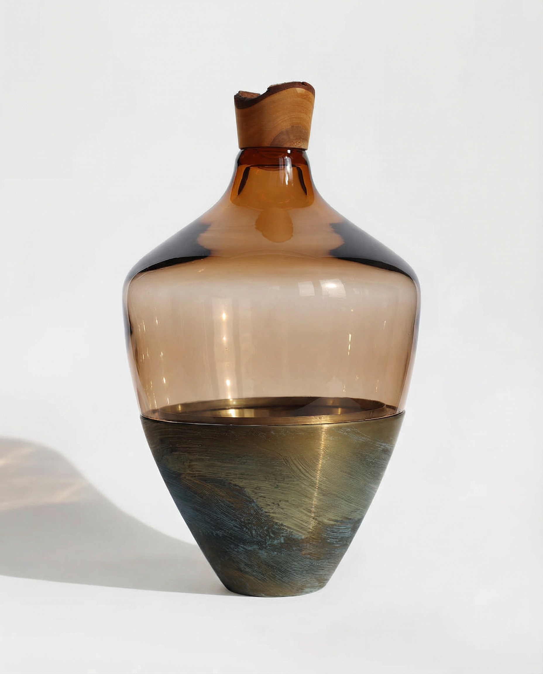 India Large II | Stacking Vessel in Semi-Precious Metal, Glass & Wood