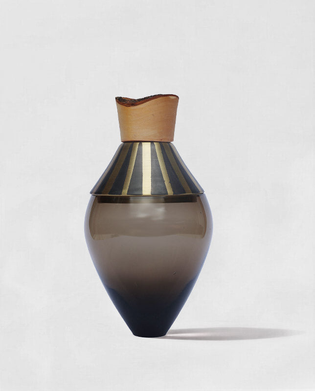 India Small I | Stacking Vessel in Brass, Glass & Wood