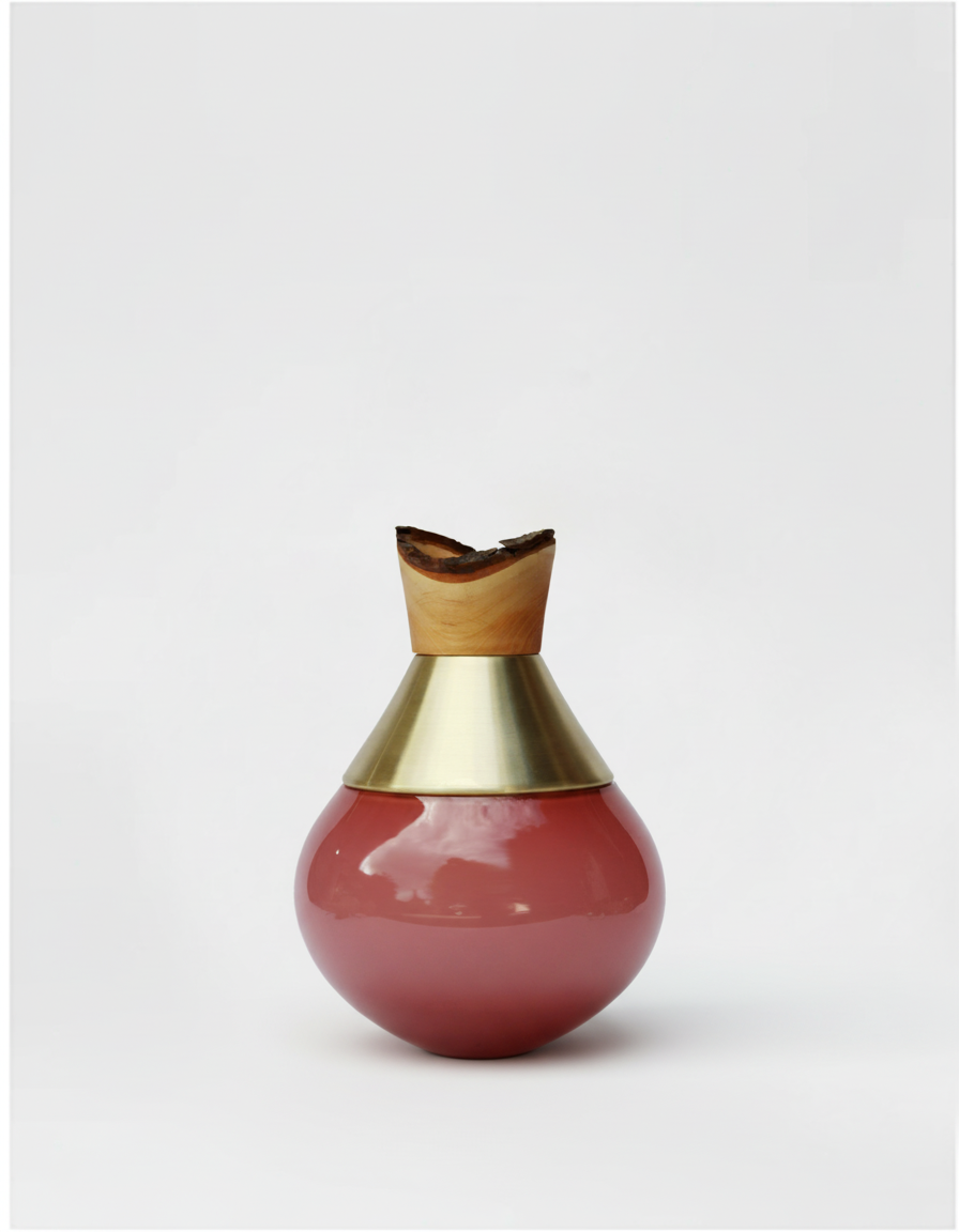 India Small II | Stacking Vessel in Brass, Glass & Wood
