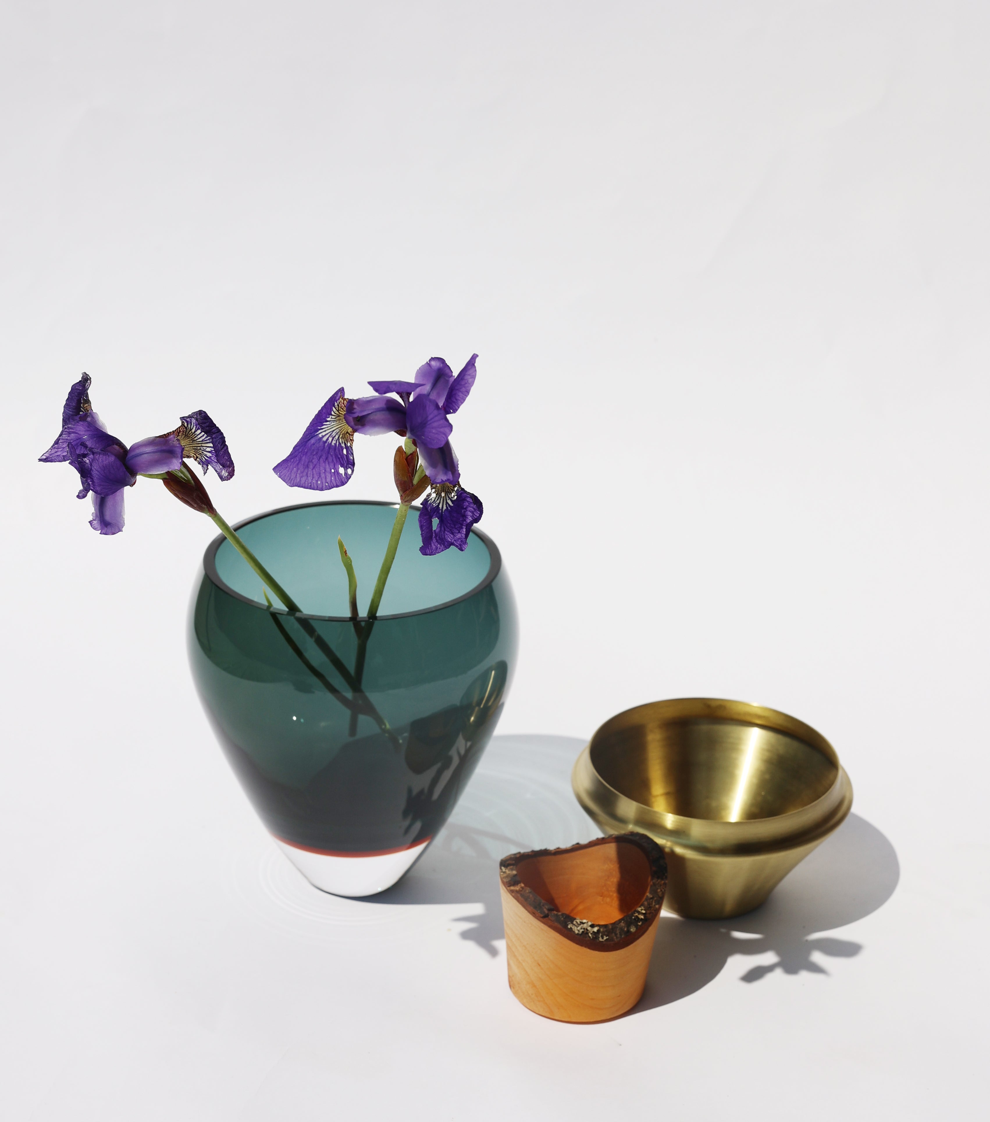 India Small I | Stacking Vessel in Brass, Glass & Wood