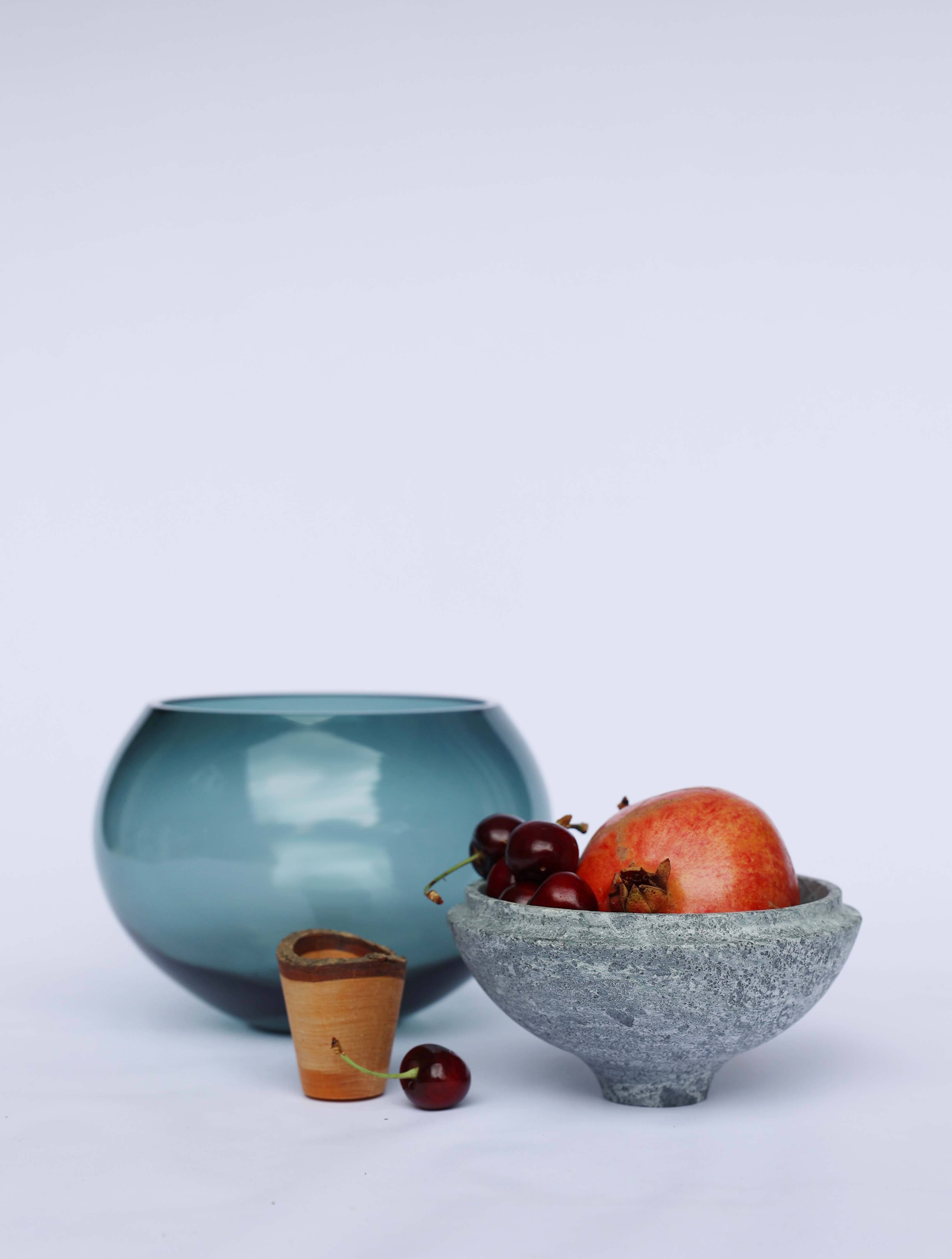 Terra | Stacking Vessel in Glass, Stone & Wood