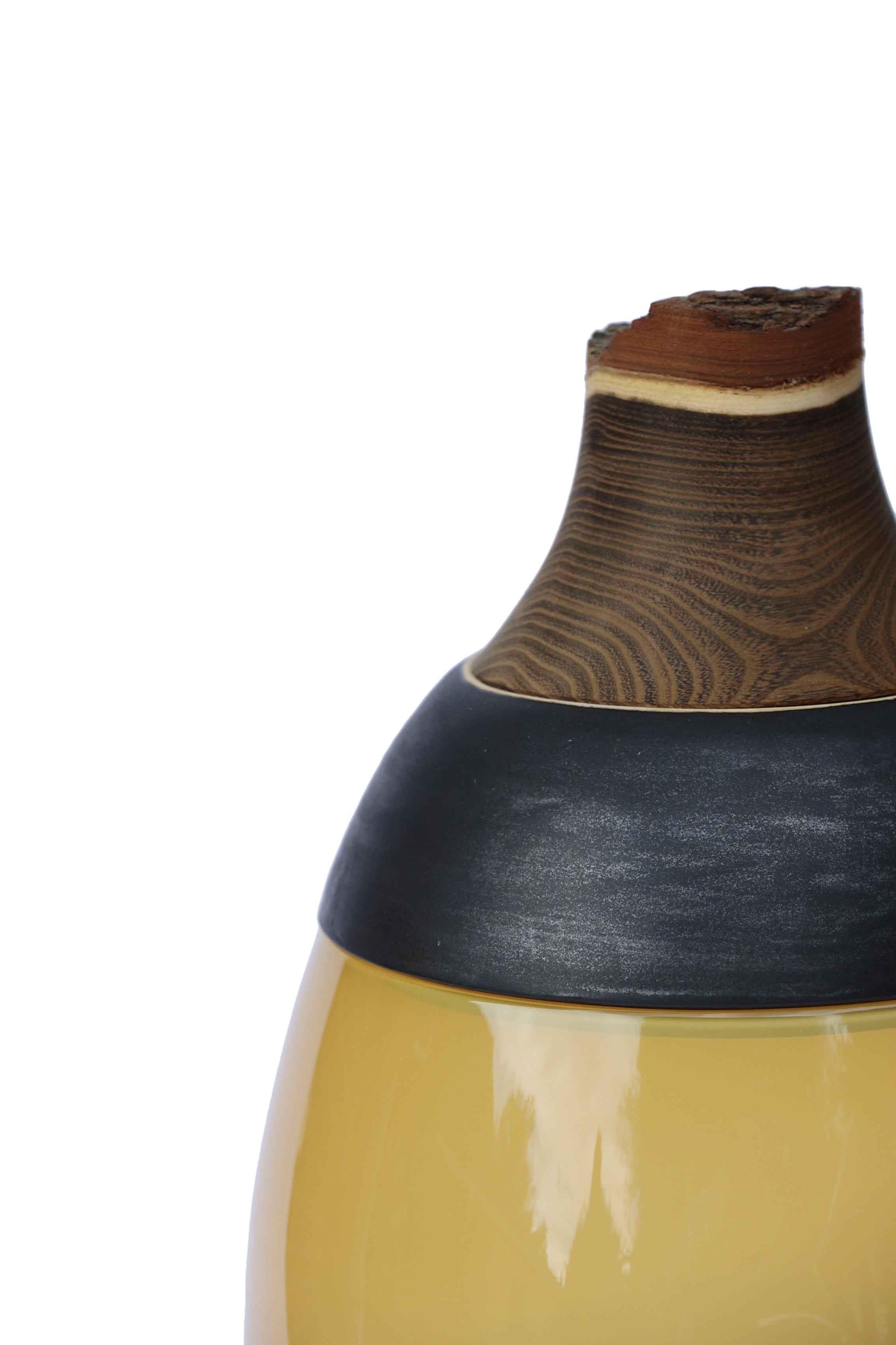 Lilith Stacking Vessel in Caramel featuring an elegant, sculptural design with a refined stacked composition, close-up.