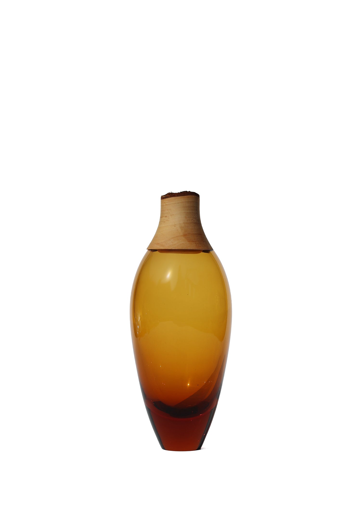 Matisse I Stacking Vessel in Dark Amber, showcasing its modern design and rich color.