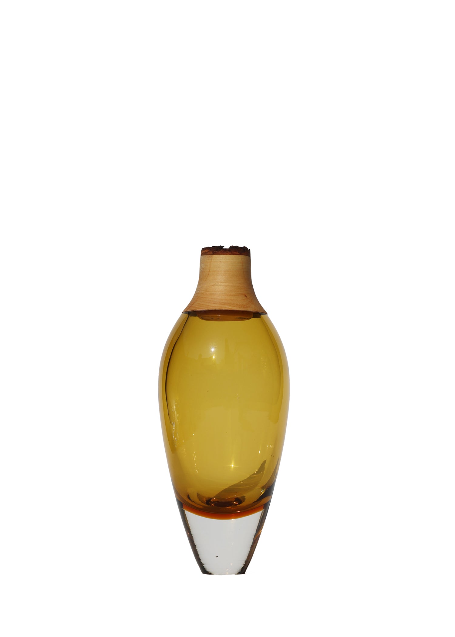 Matisse I Vase in amber glass, showcasing its elegant stacked design and artisanal craftsmanship.