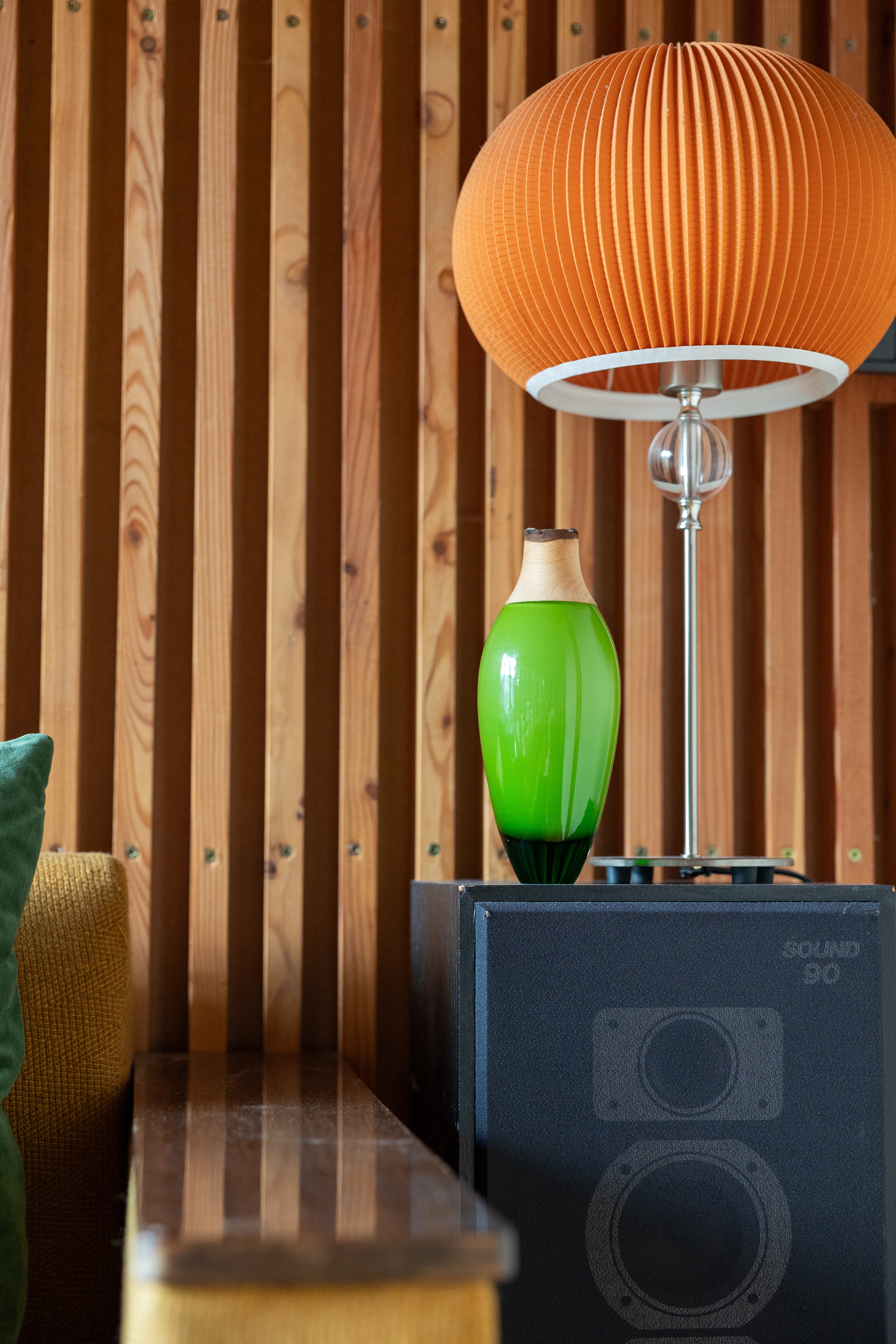 Matisse Vase – Poison Green Glass in Living Room