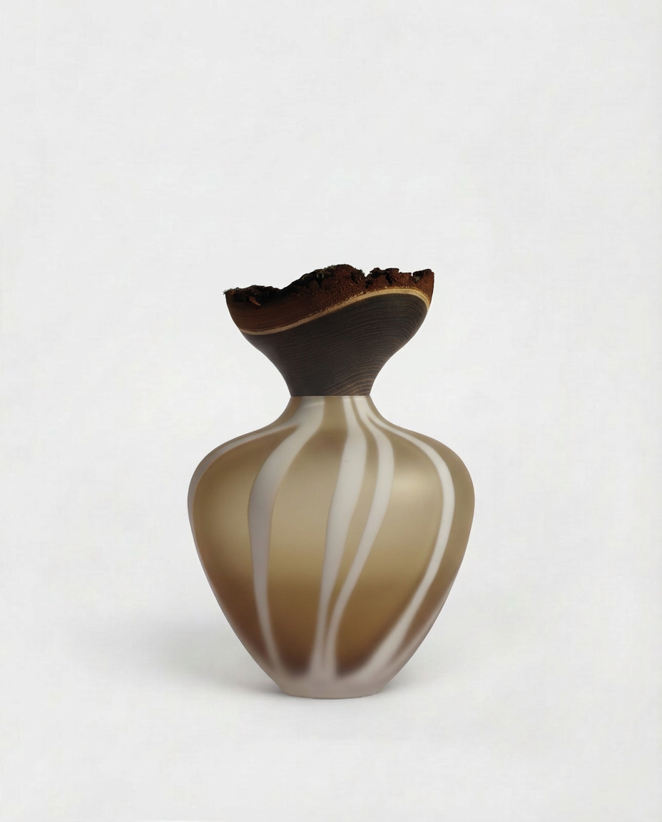 Baby Bloom Satin | Stacking Vessel from Glass & Wood