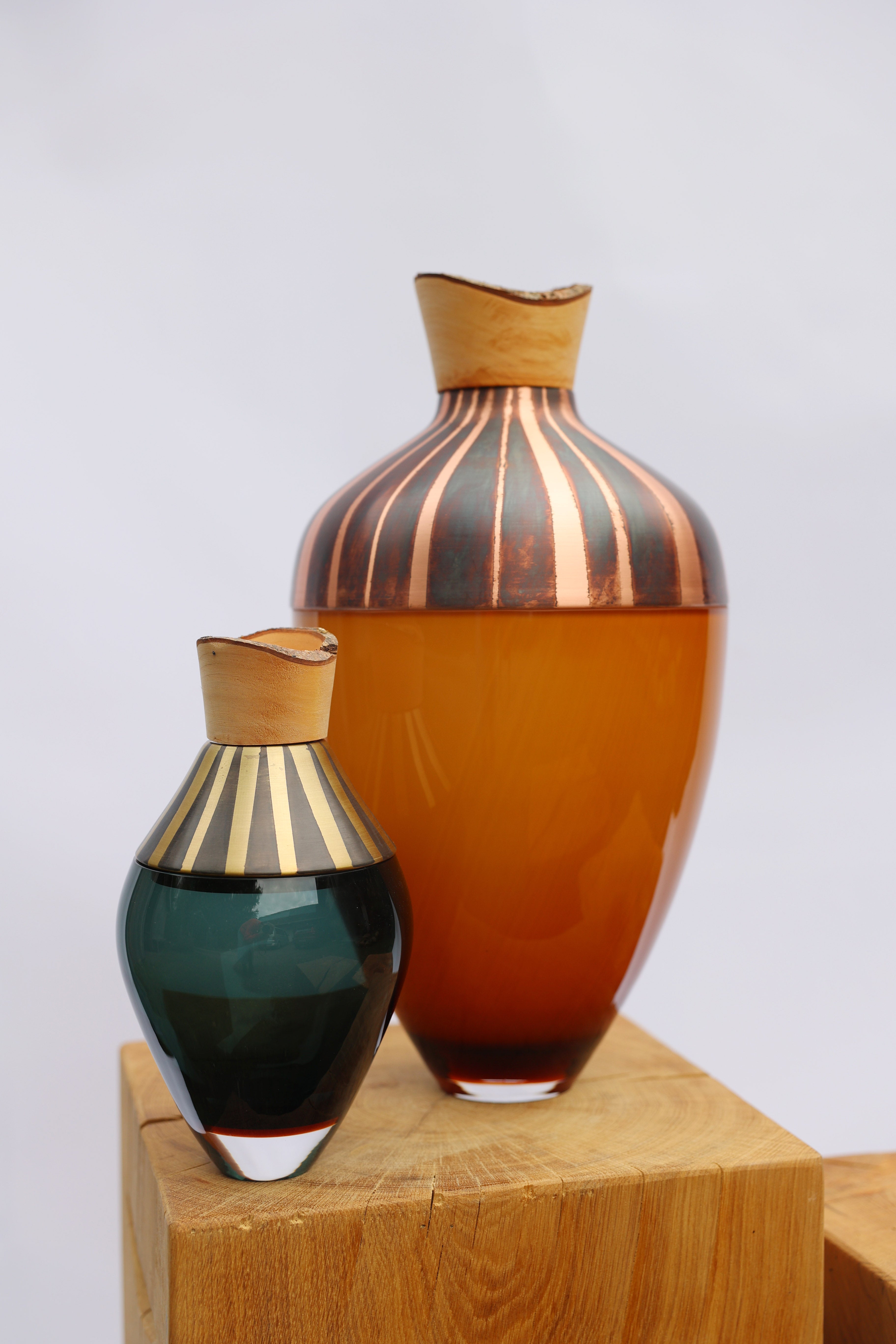 Pattern Patina | Stacking Vessel in Semi-Precious Metal, Glass & Wood