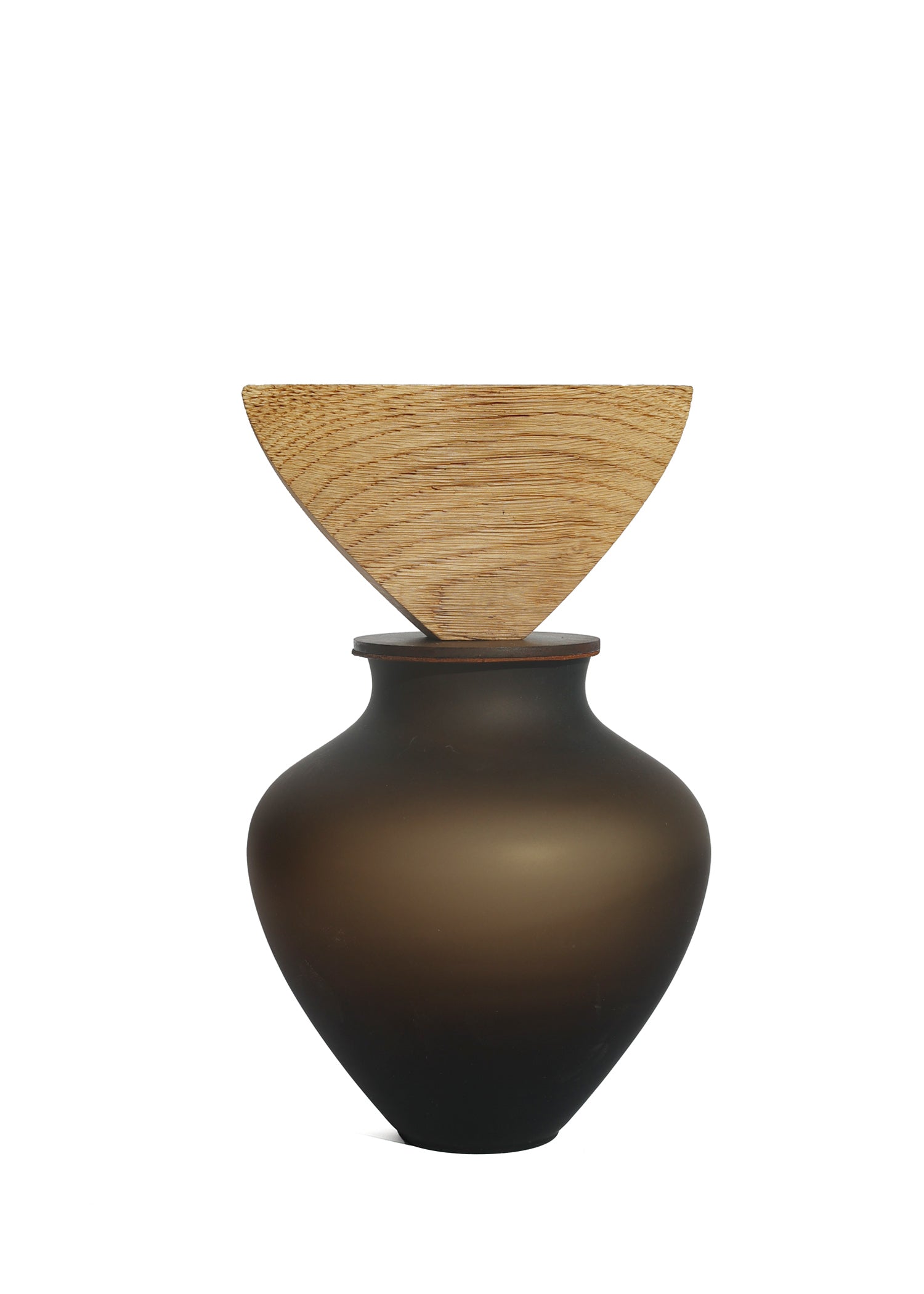 Ohana Stacking Vessel in Smoke Satin, featuring a sophisticated blend of smooth textures and understated tones.